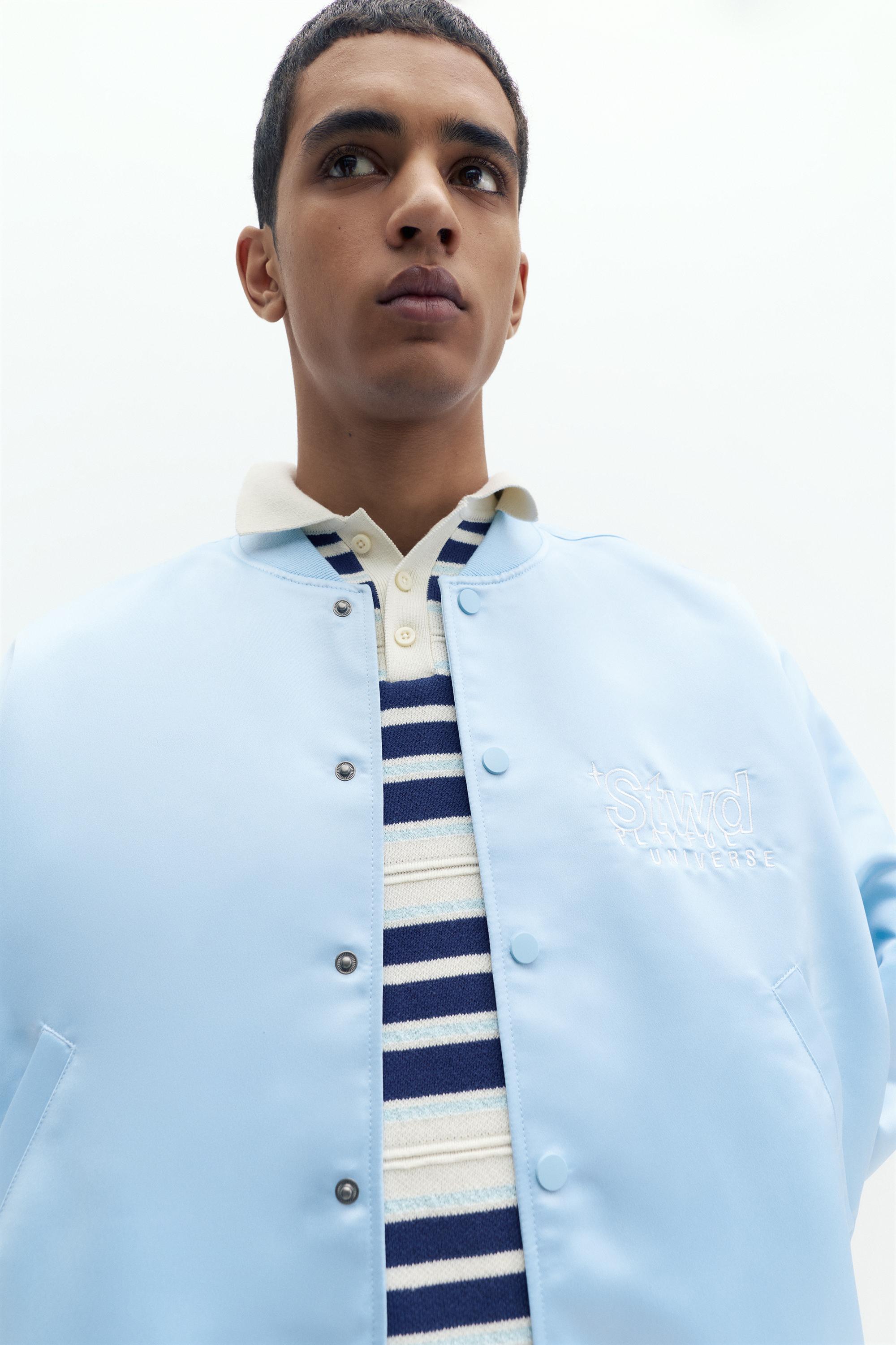Satin bomber jacket — Pastel blue