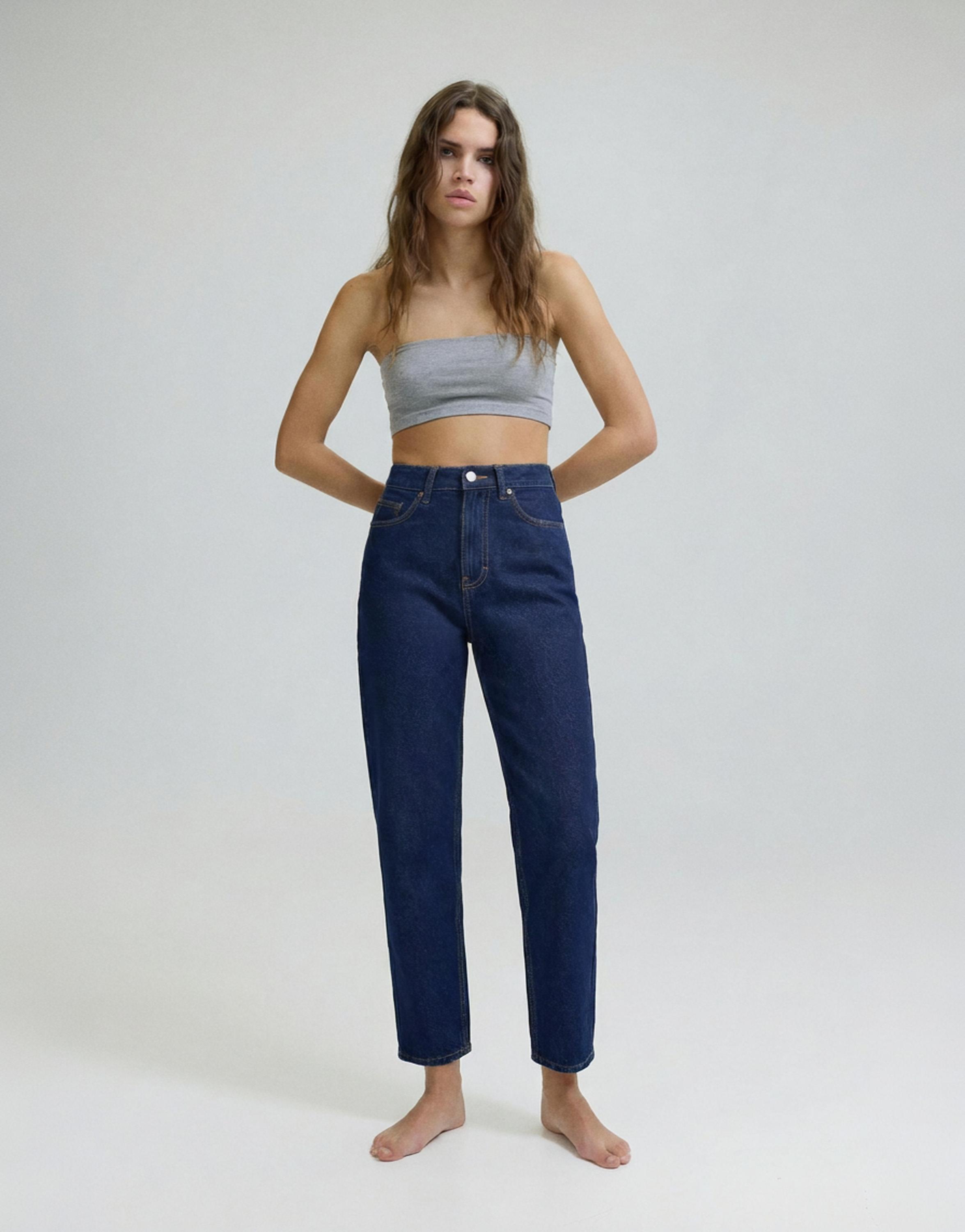 High-waist mom jeans — Navy