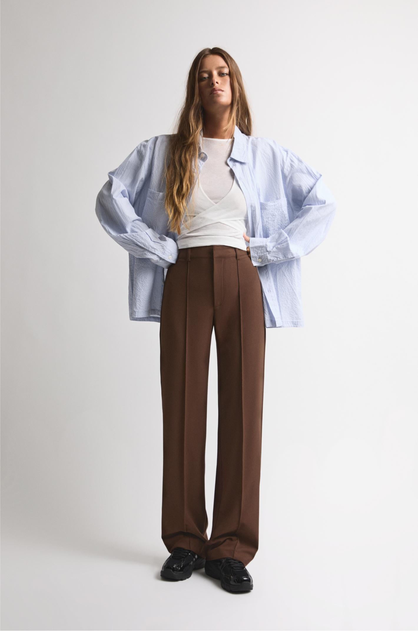 Smart trousers with seam detail — Brown