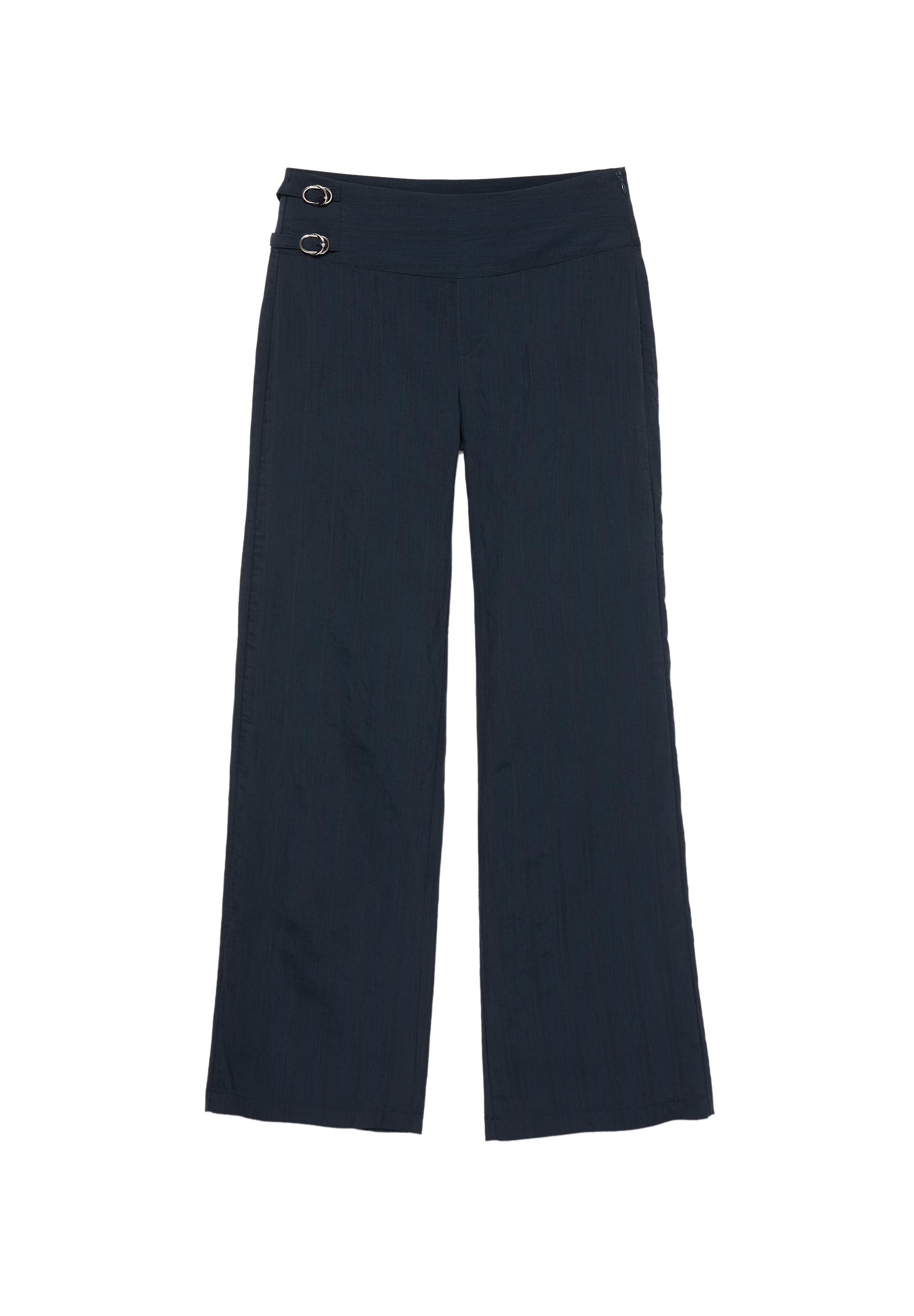 Buckle-detail trousers — Navy