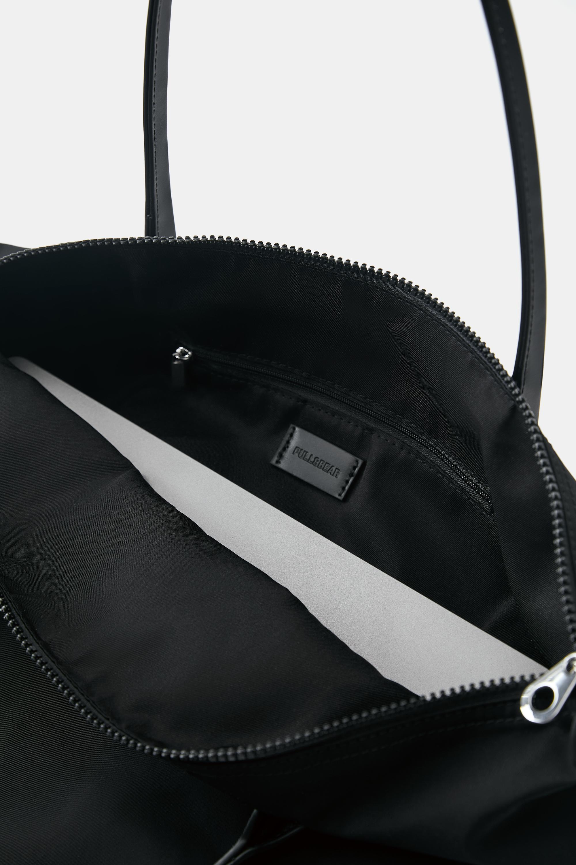 Embellished nylon tote bag — Black