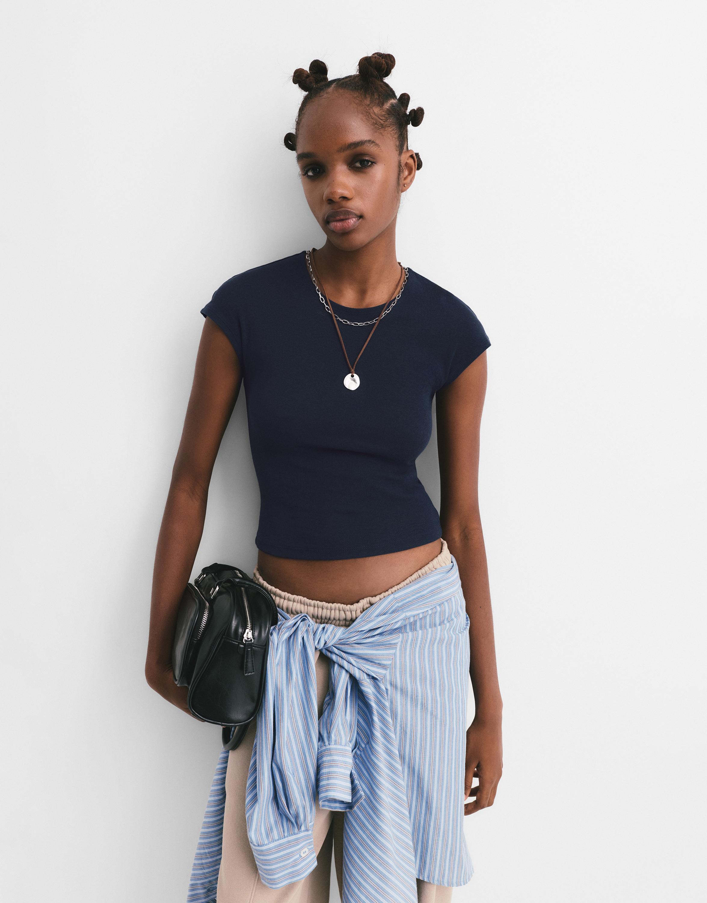 Dar Kesim Kısa Kollu Tişört - Görsel 88