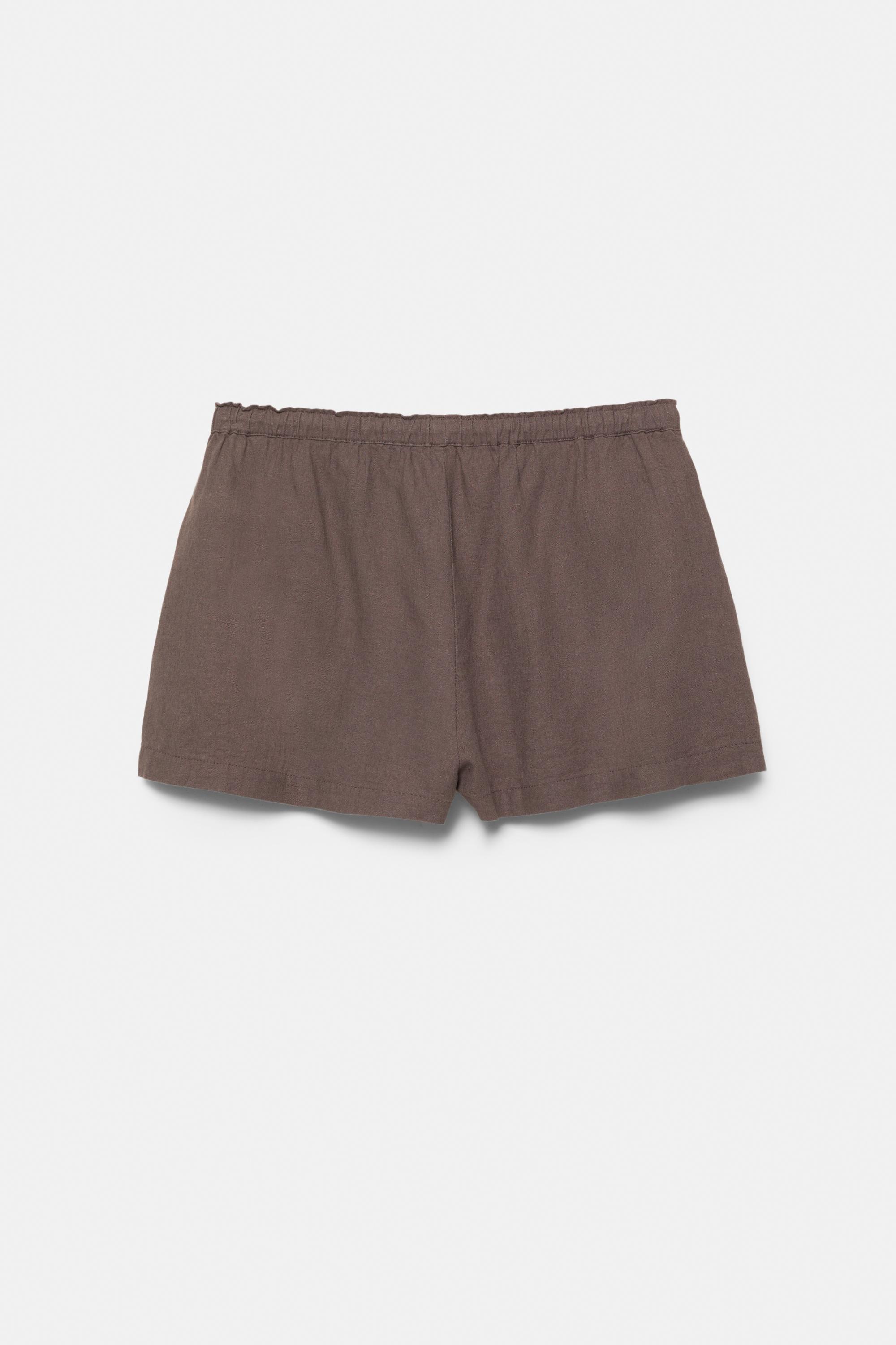 Linen blend shorts — Pale brown