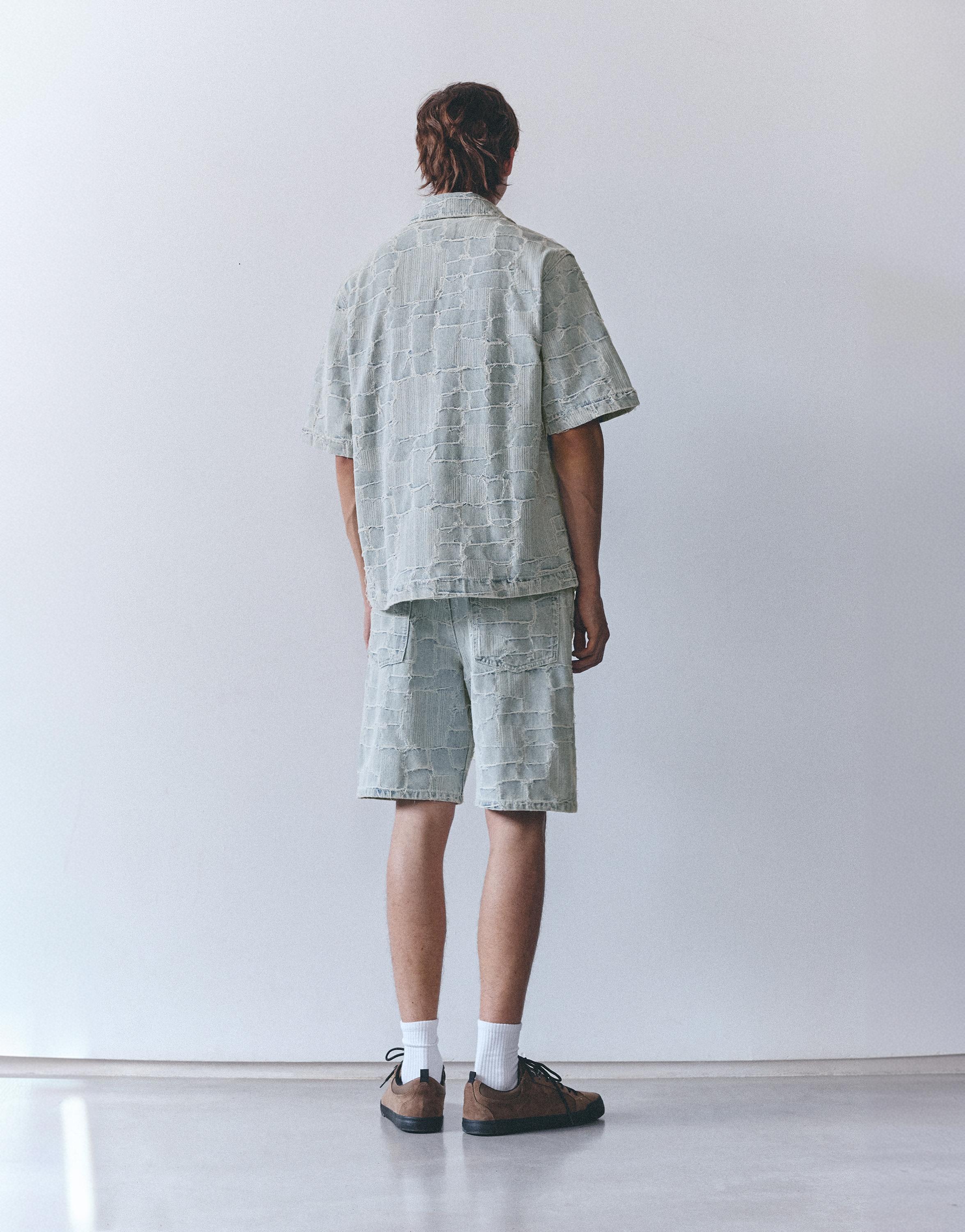 Jacquard denim shirt — Pale indigo