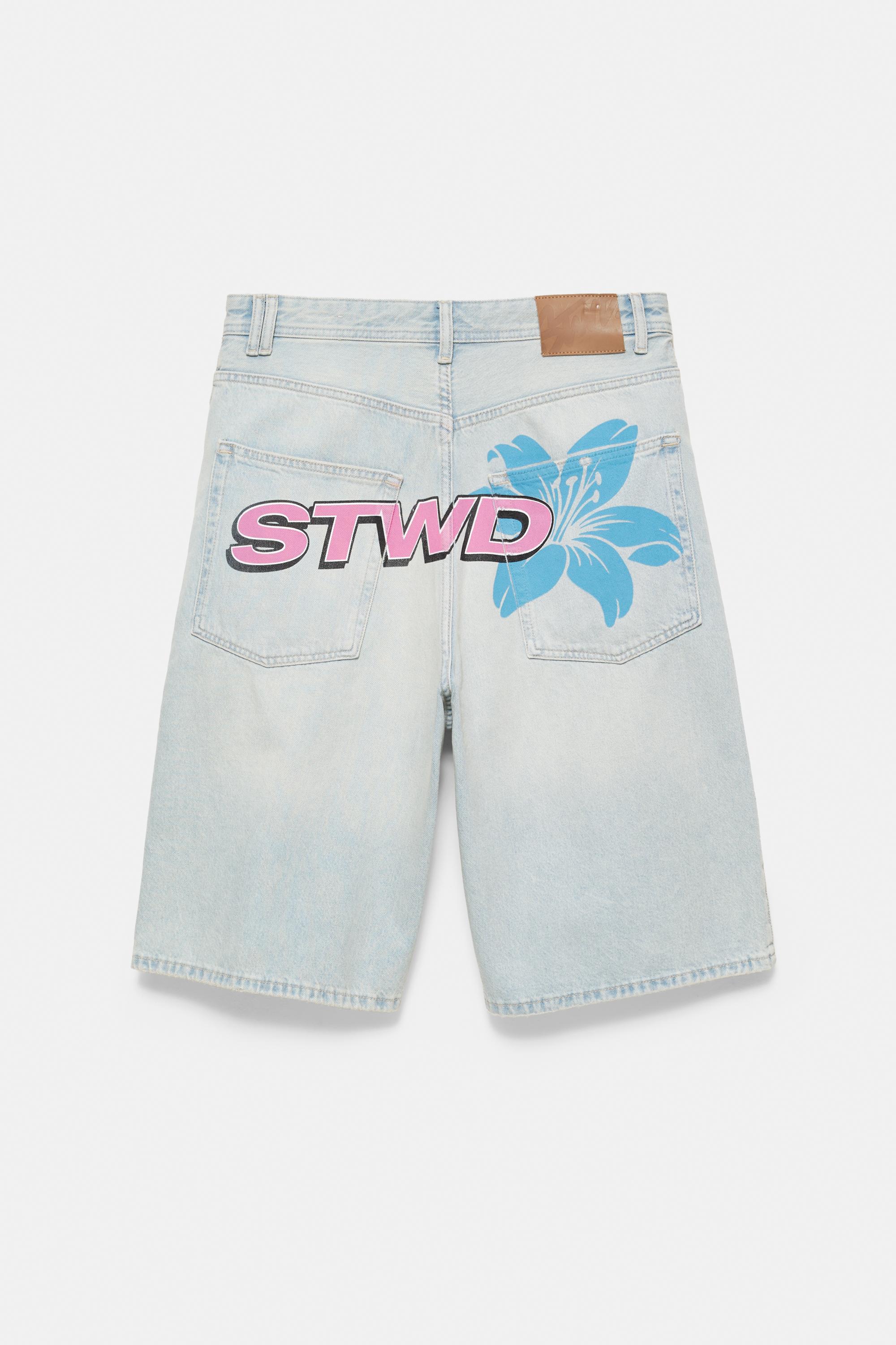 STWD skater denim Bermuda shorts — Pale indigo