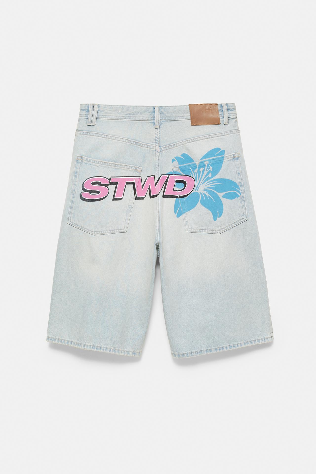 STWD skater denim Bermuda shorts — Pale indigo