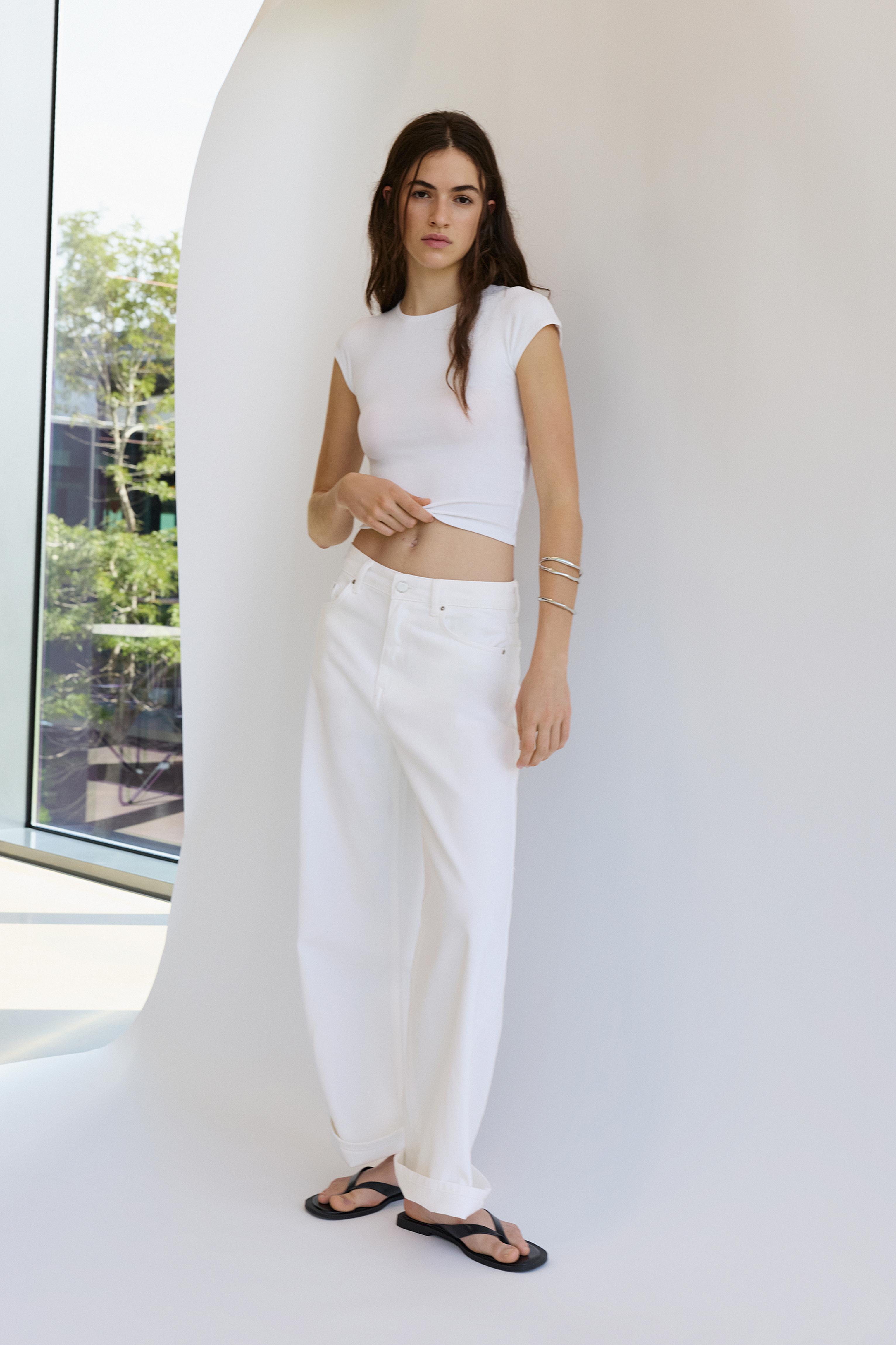 Mid-waist baggy jeans — White