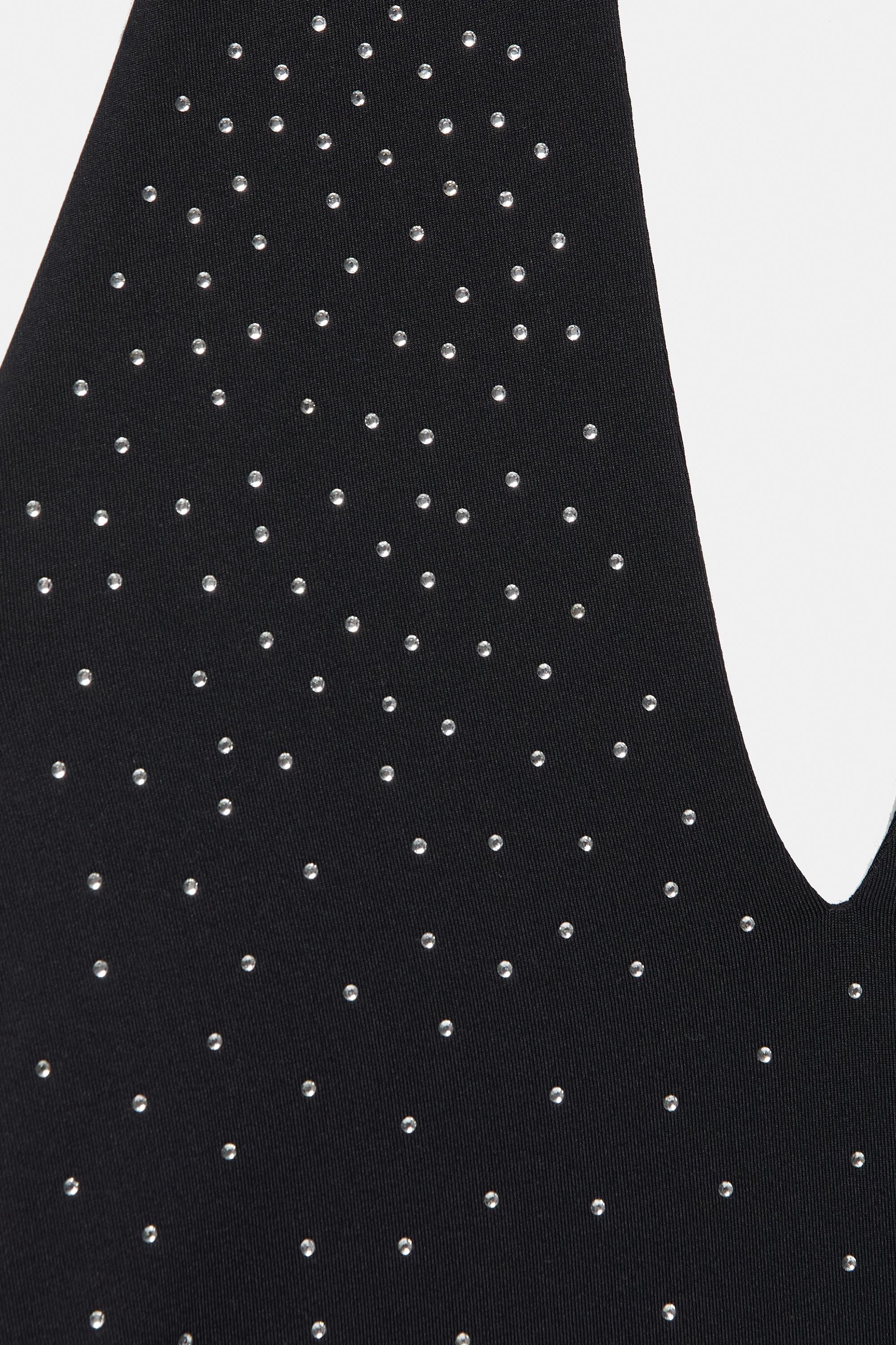 Rhinestone halter bodysuit — Black