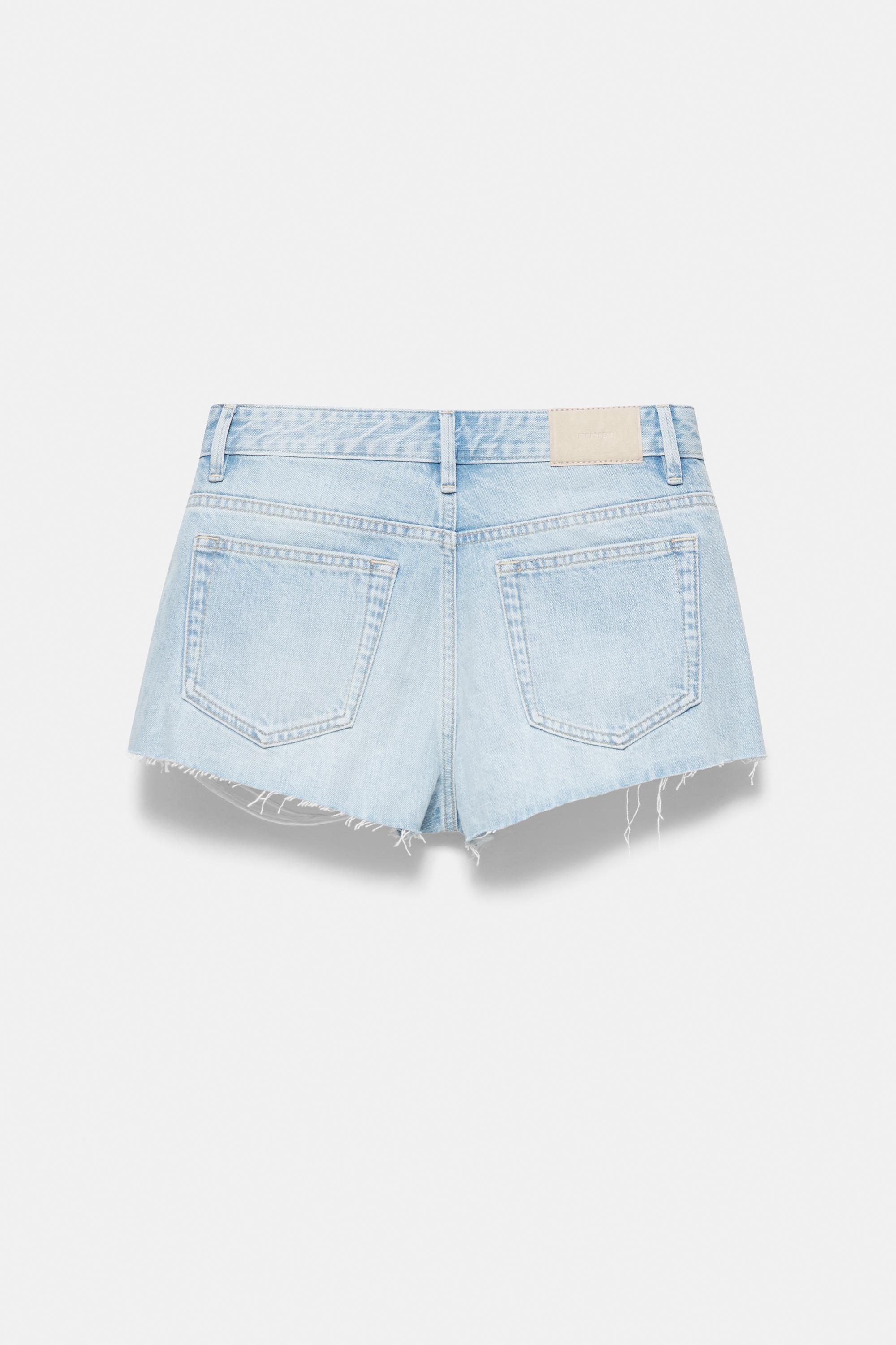 Mini ripped denim shorts — Pale blue