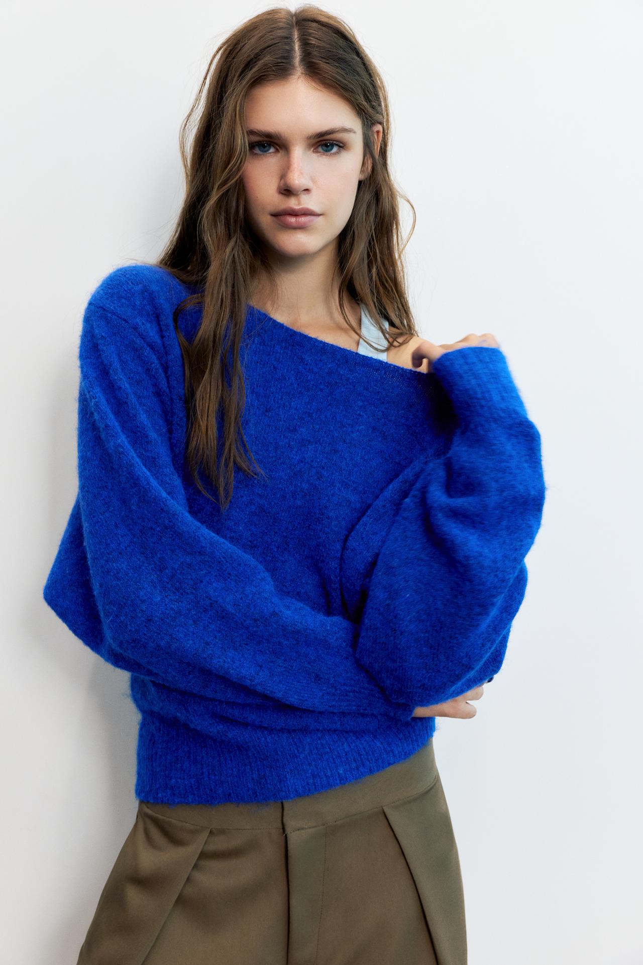 Asymmetric knit jumper — Deep blue