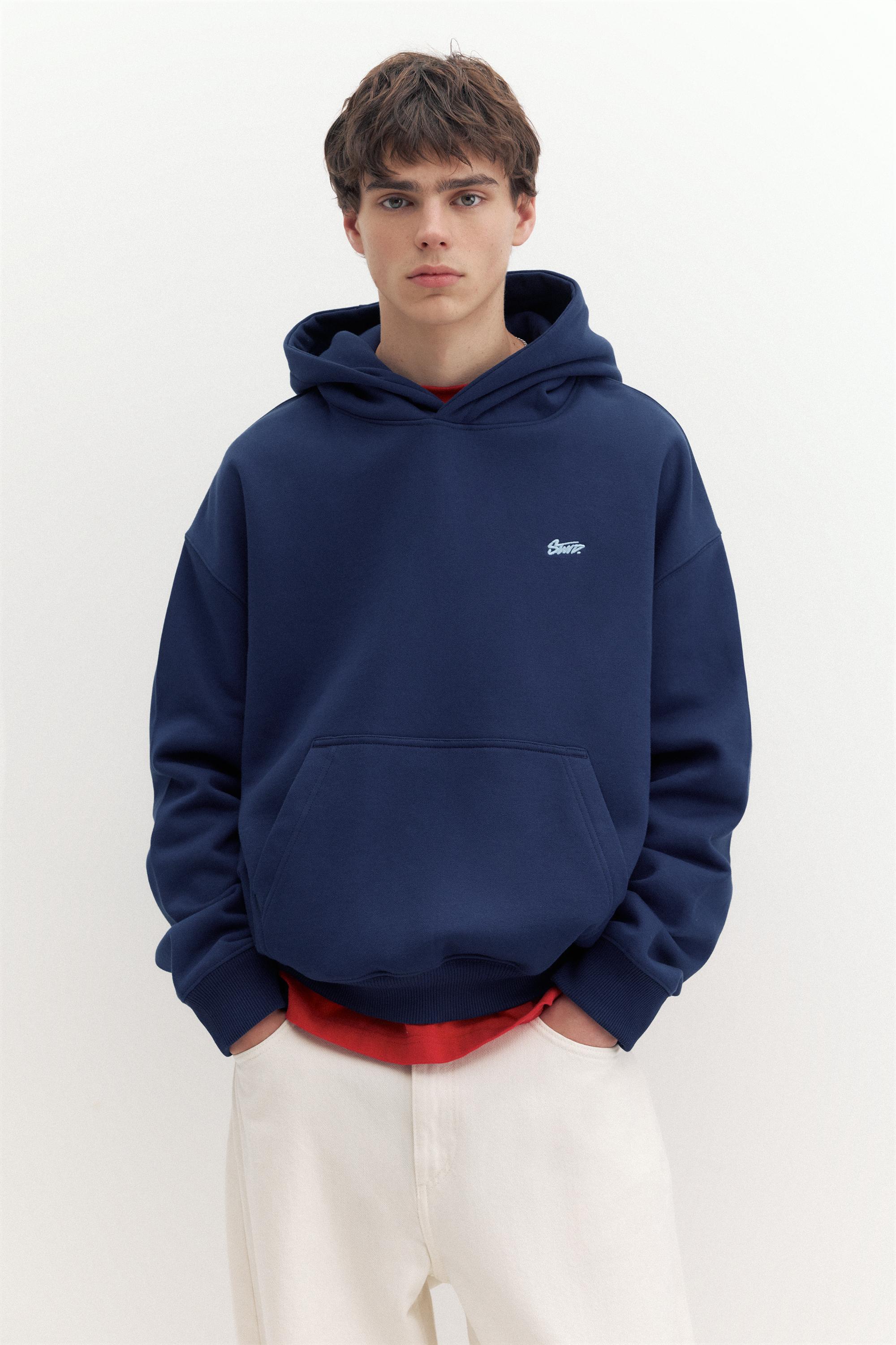 STWD logo boxy hoodie — Navy