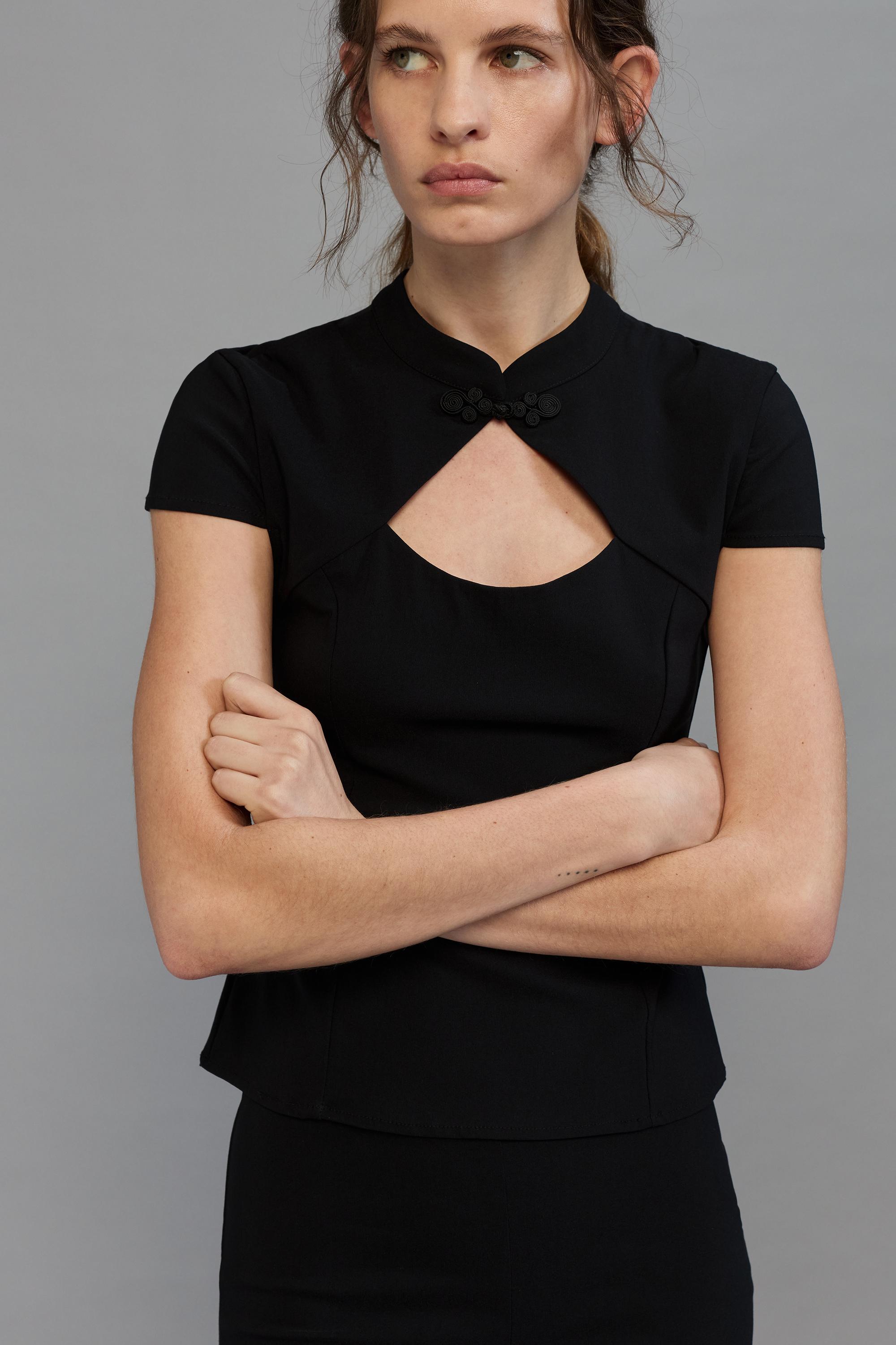 Frog fastening stand collar top — Black