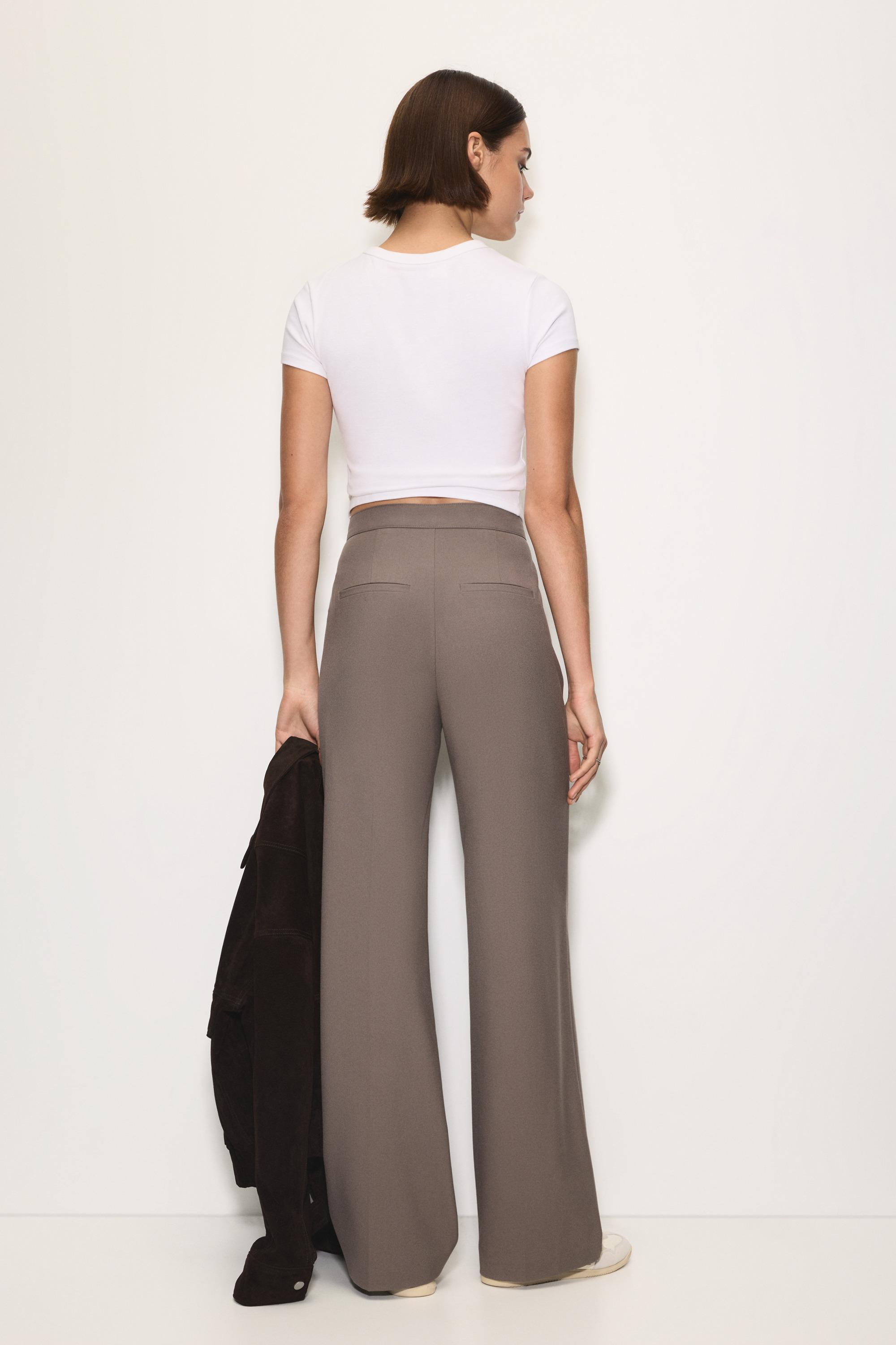 Straight-leg darted trousers — Taupe