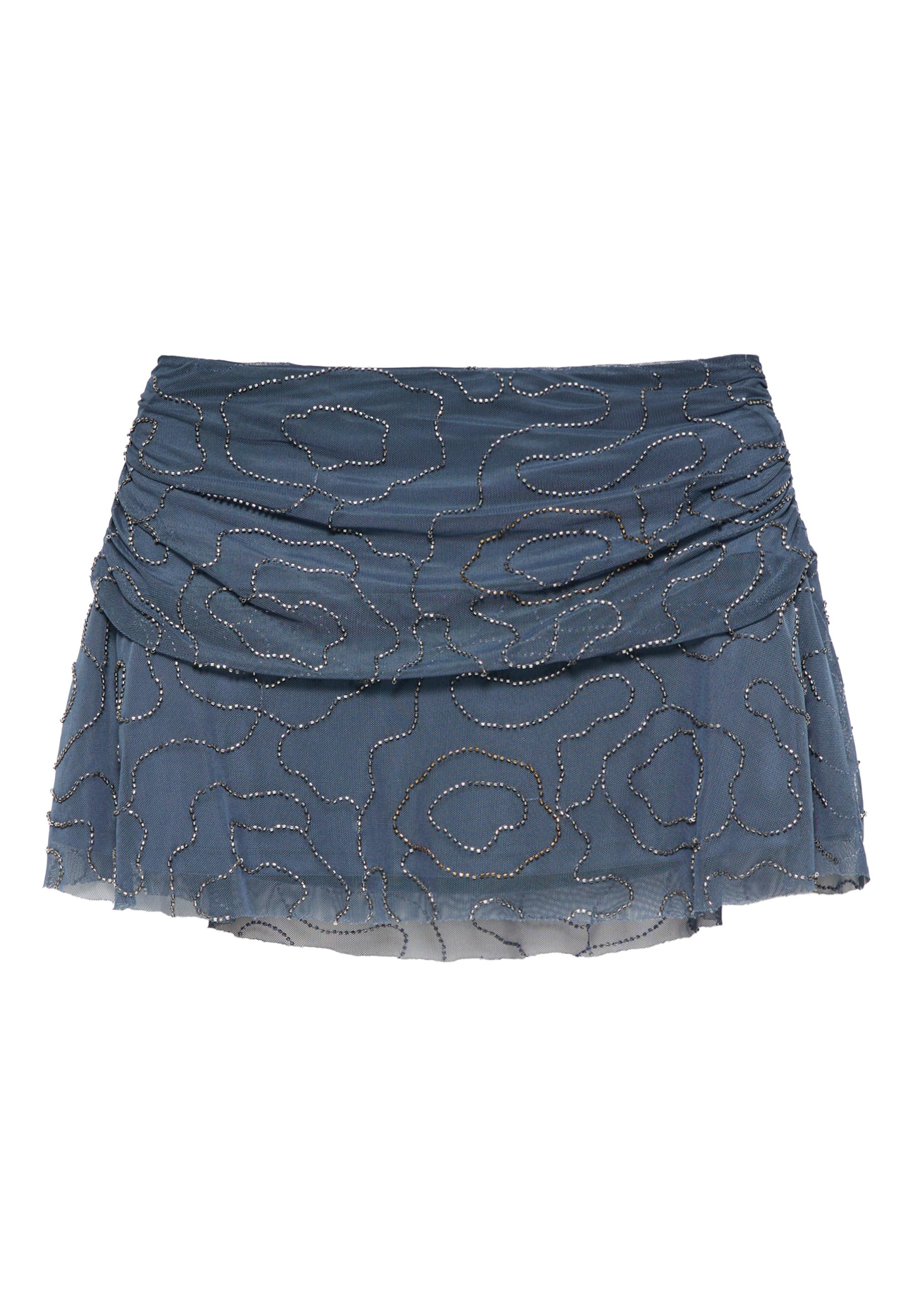 Boncuklu tül mini etek - Görsel 2