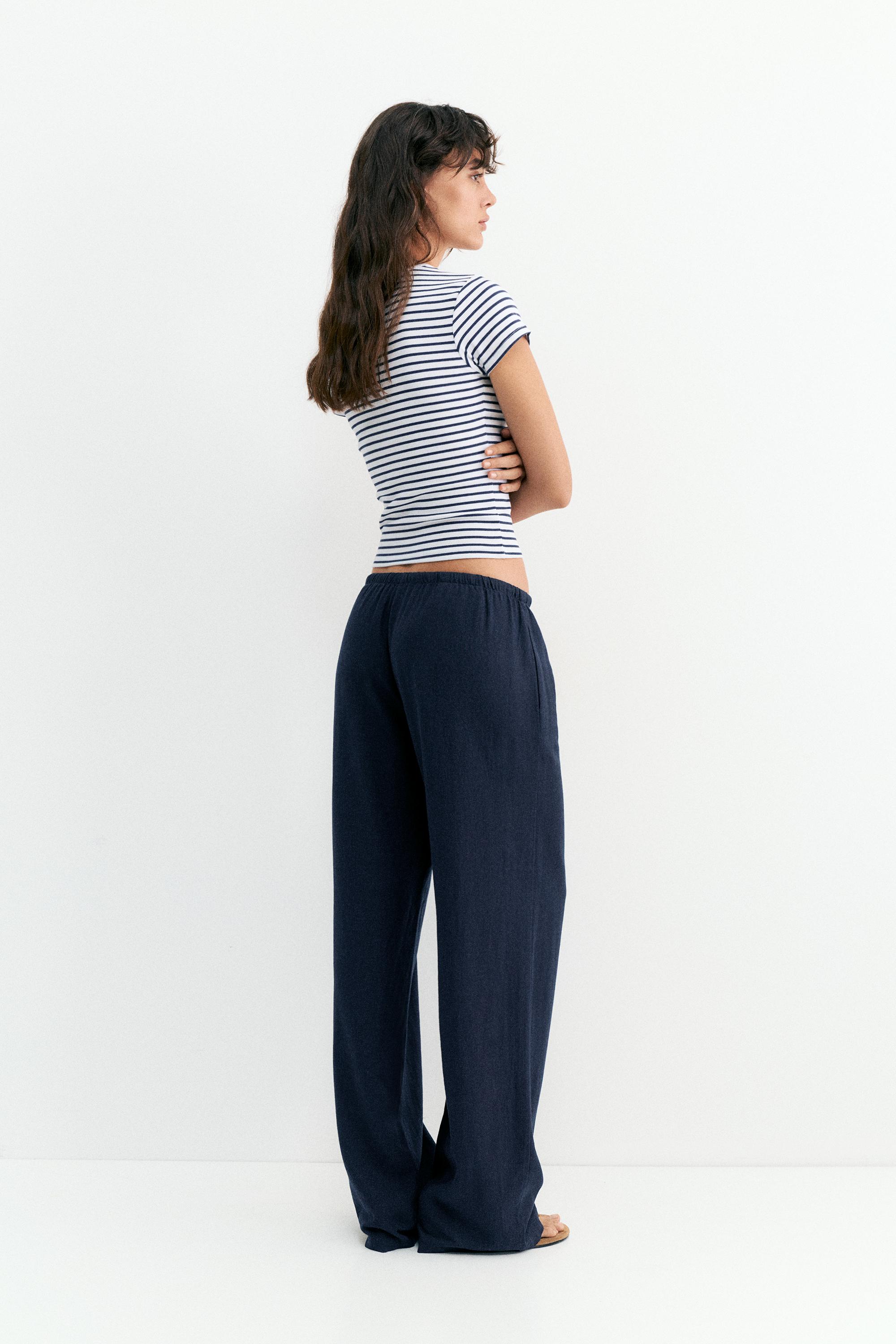 Linen blend joggers — Navy