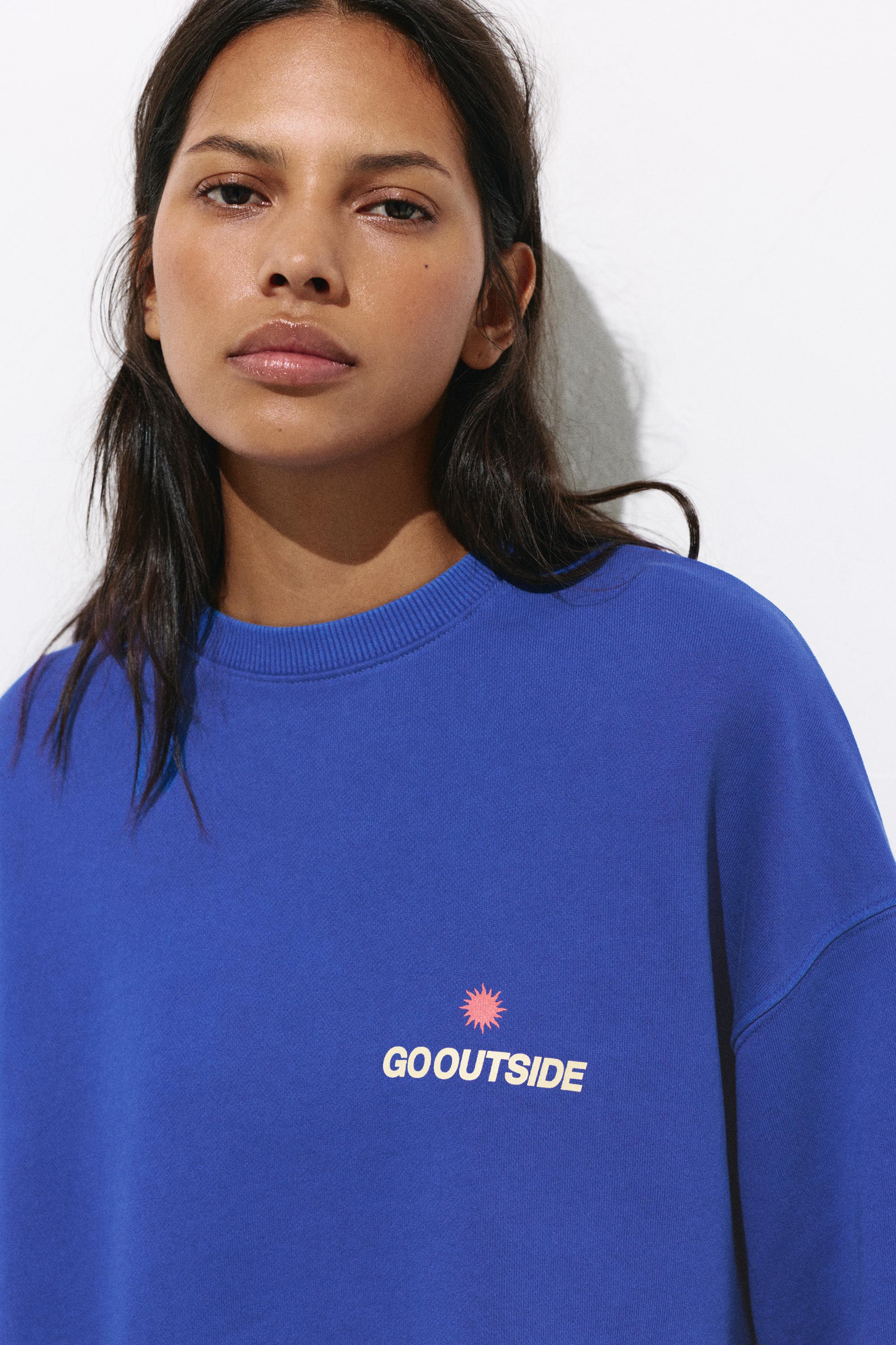 Blue sun graphic sweatshirt — Deep blue