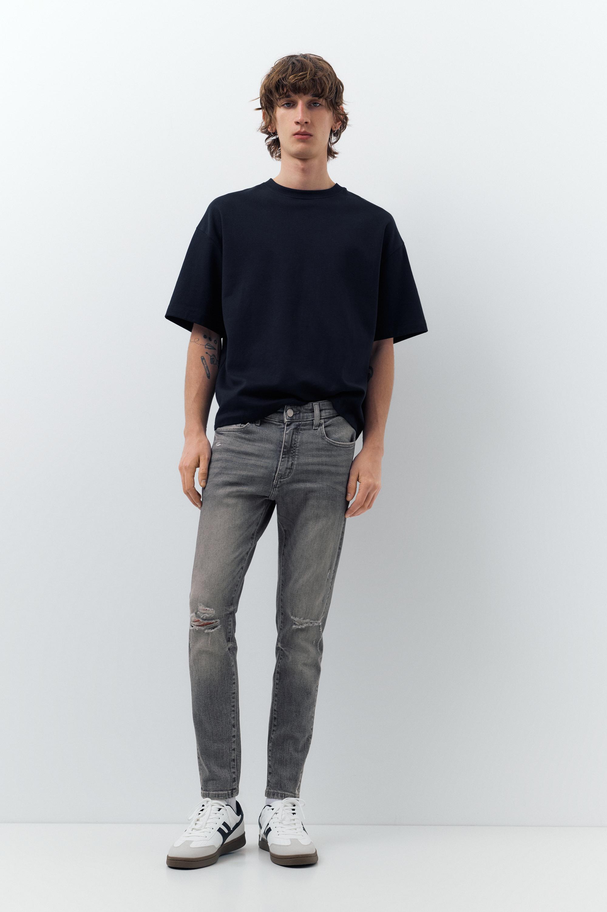 Ripped skinny jeans — Dark grey