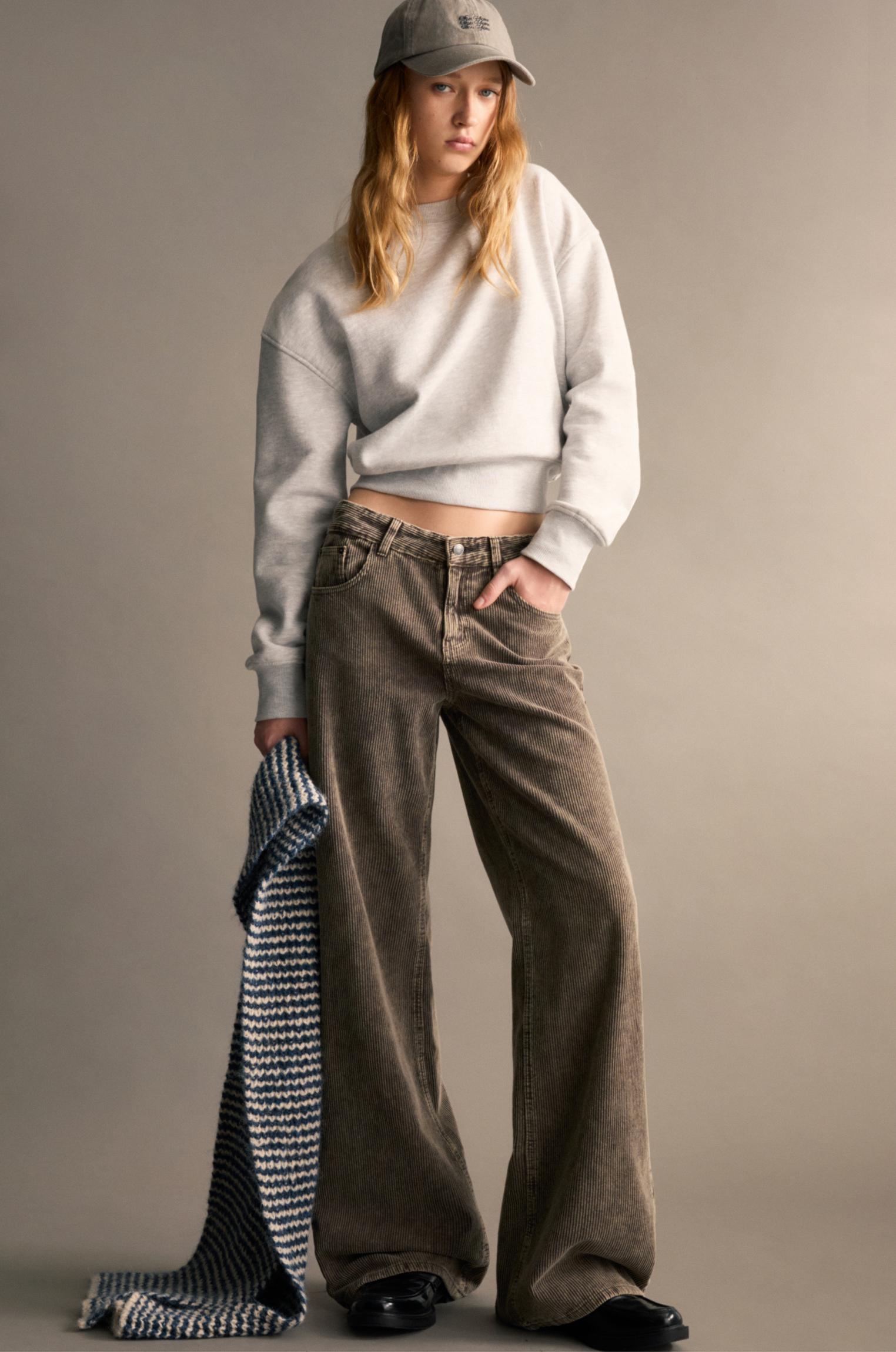 Wide-leg corduroy trousers - PULL\u0026BEAR