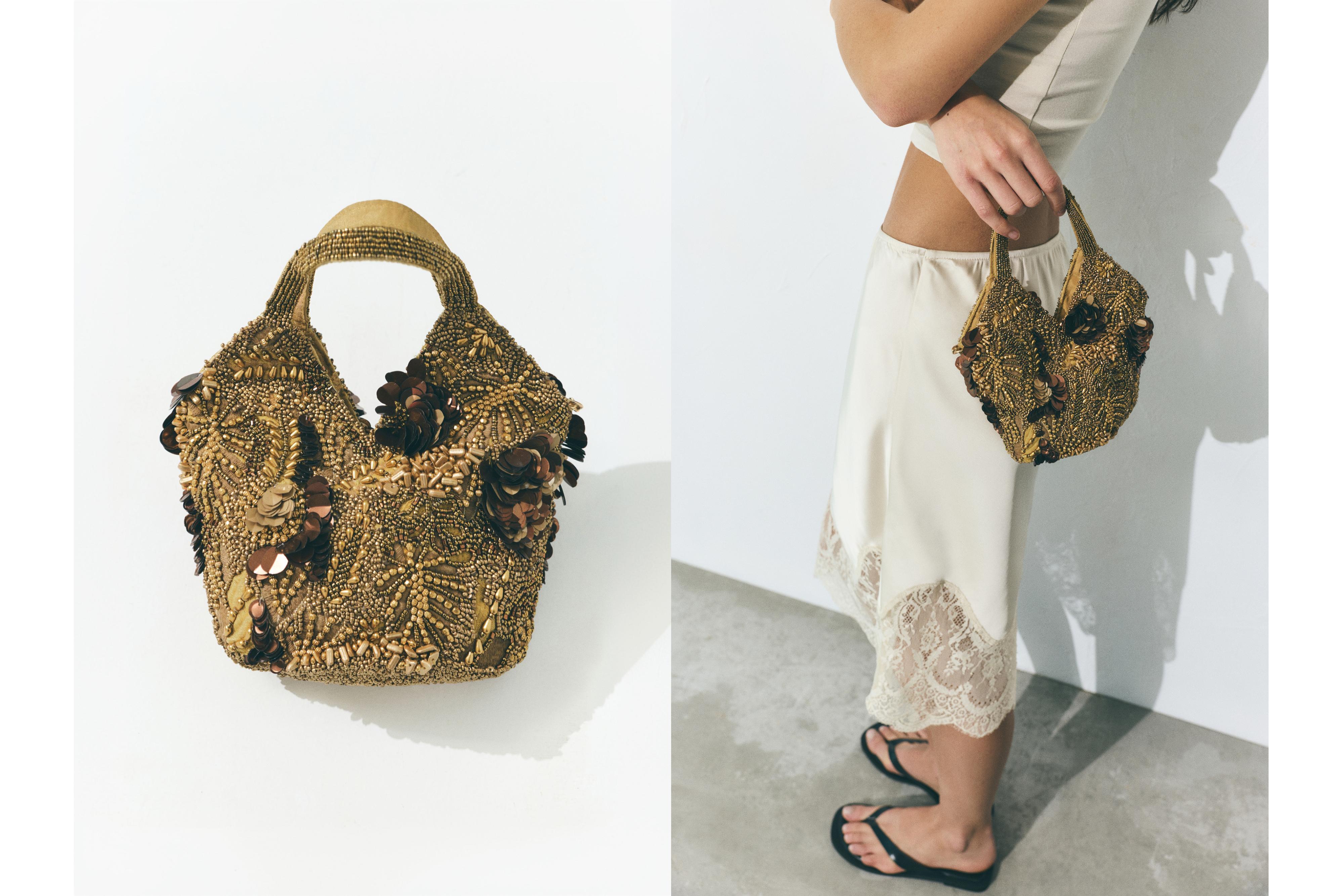 Beaded handbag — Gold