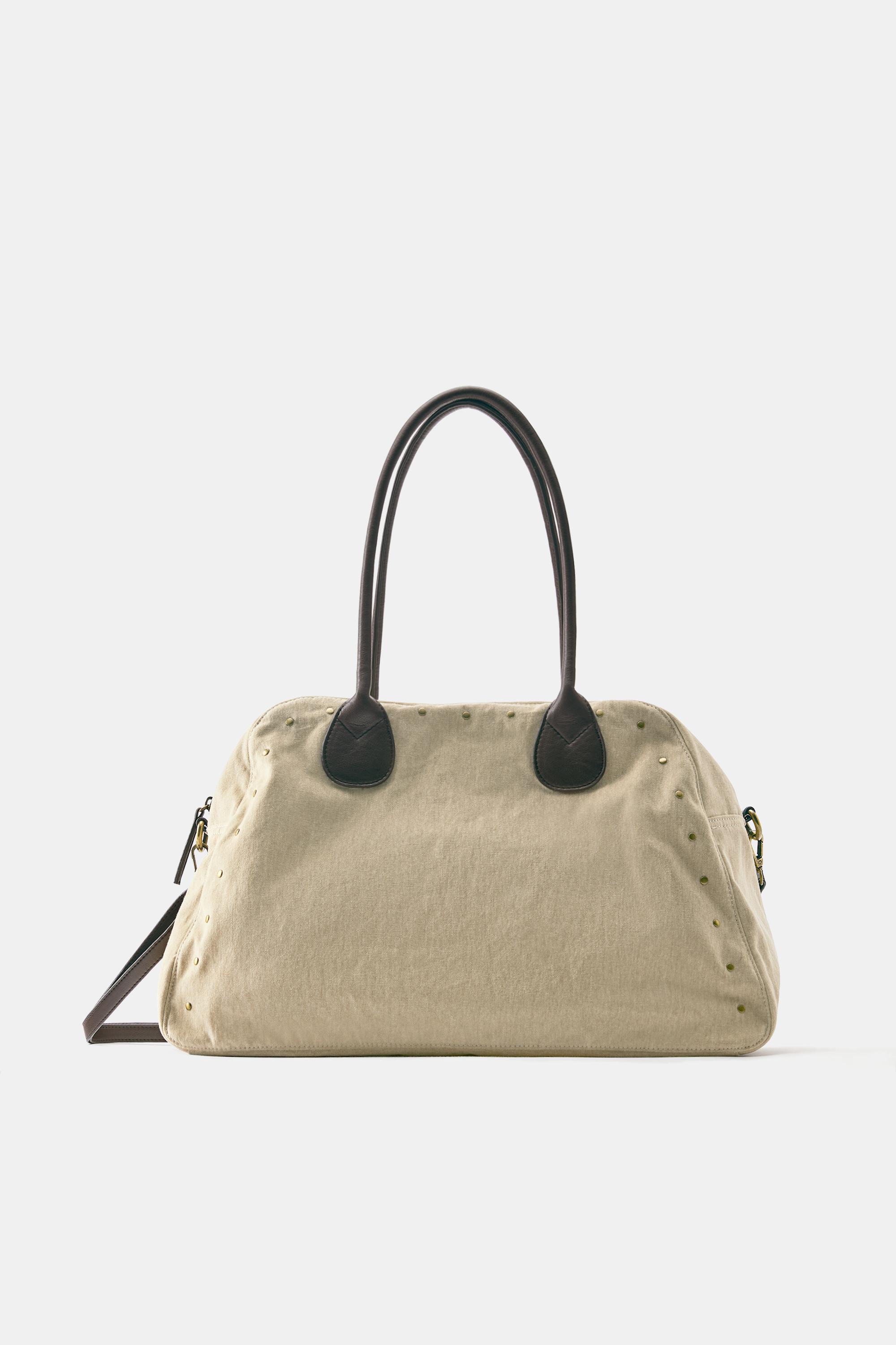 Sac Cabas À Clous En Daim