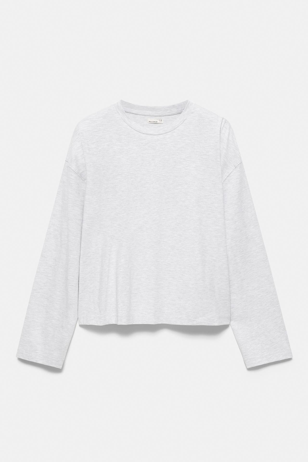 Boxy-fit long sleeve T-shirt — Grey marl
