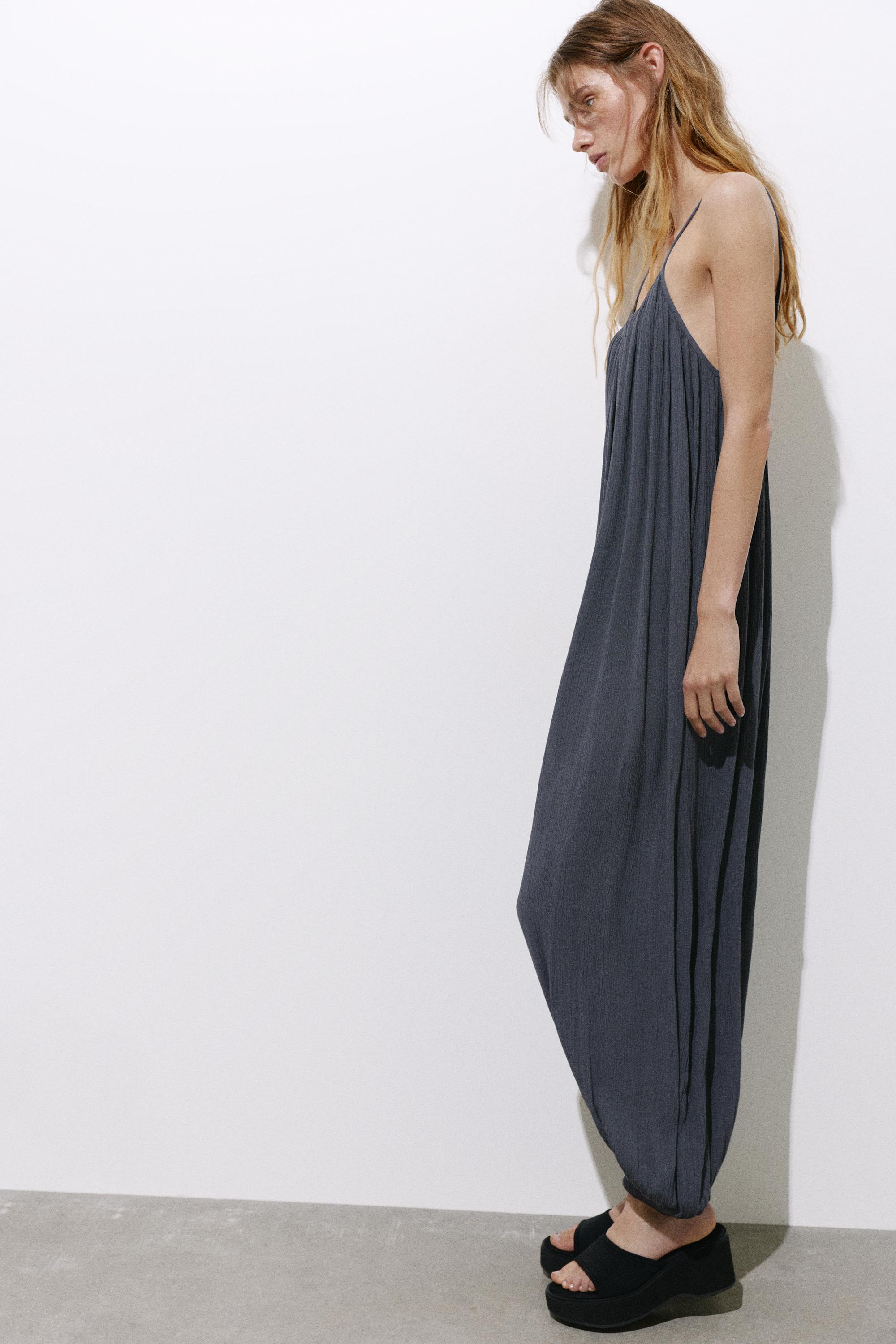 Flowing strappy sarouel jumpsuit — Bluish