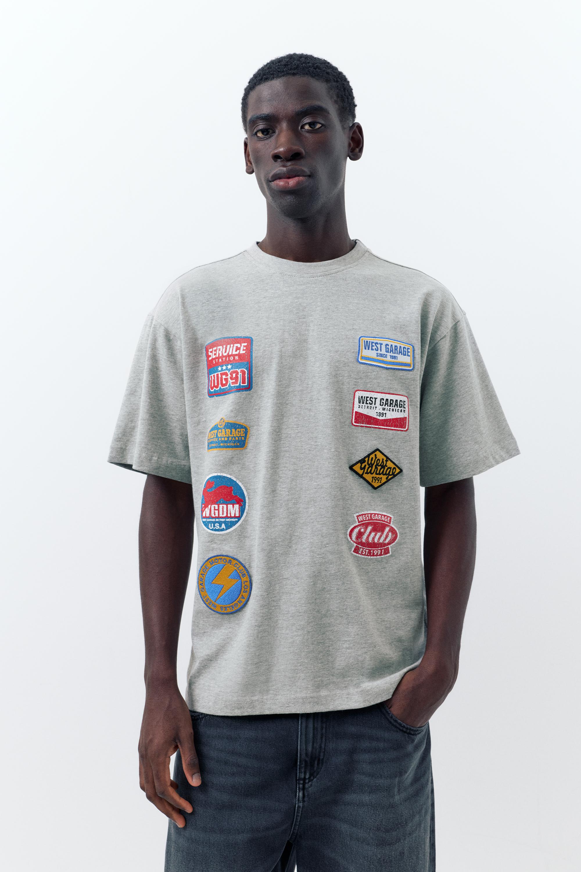 T-Shirt De Manga Curta Com Remendos