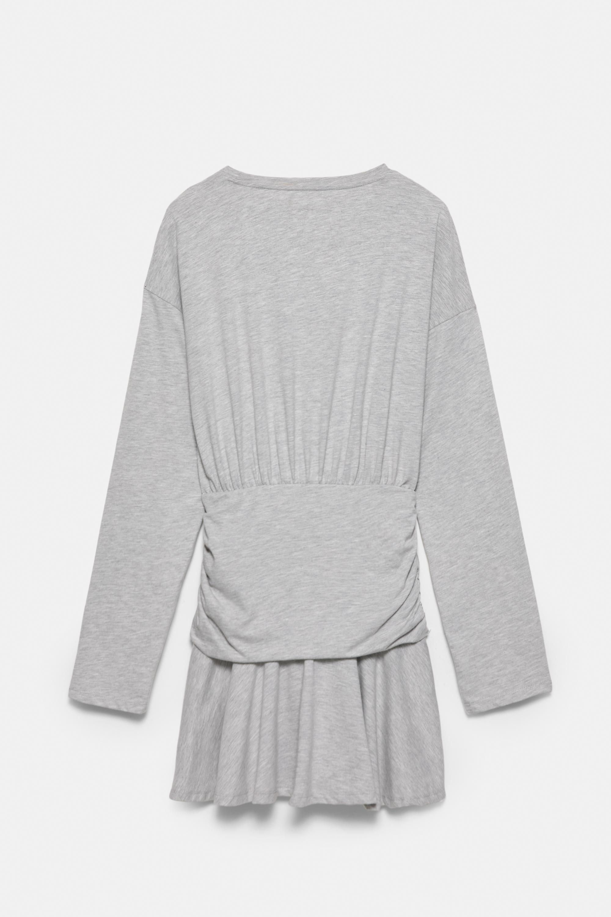 Short gathered dress — Grey marl
