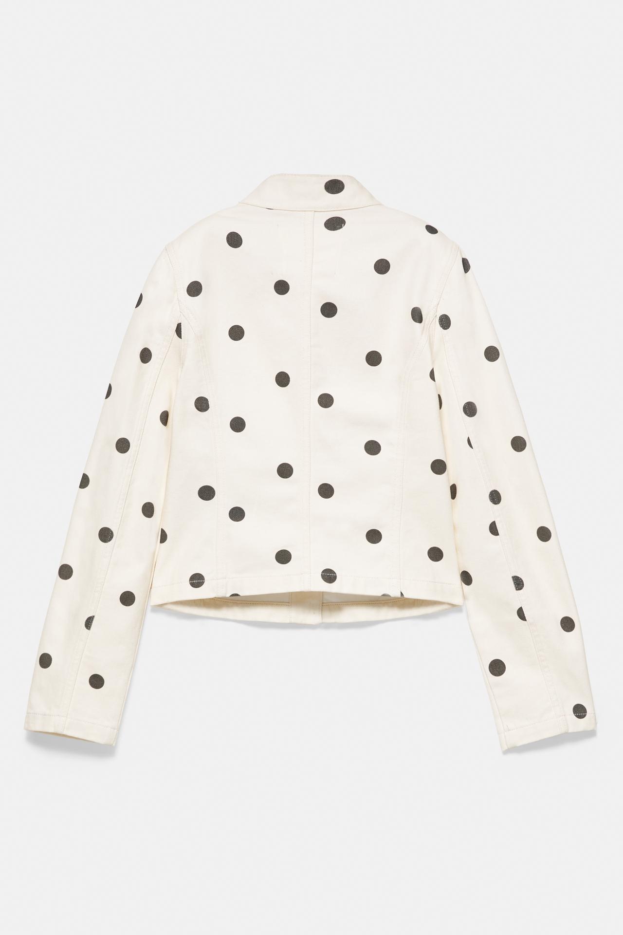 Fitted polka dot jacket — Ecru