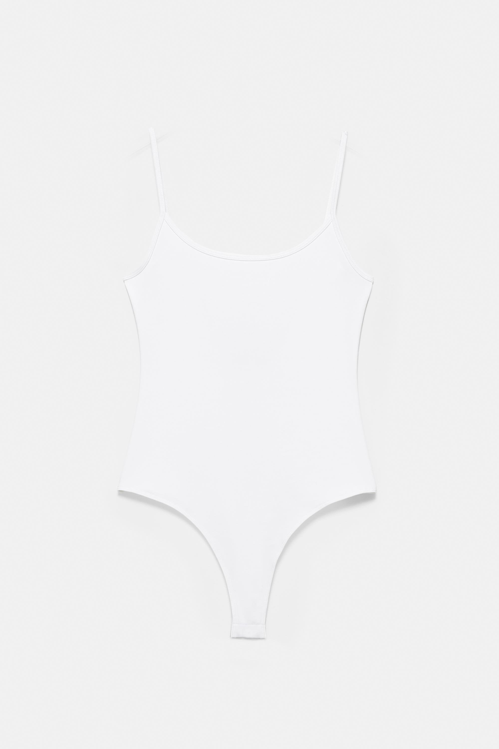 Polyamide bodysuit with thin straps — White