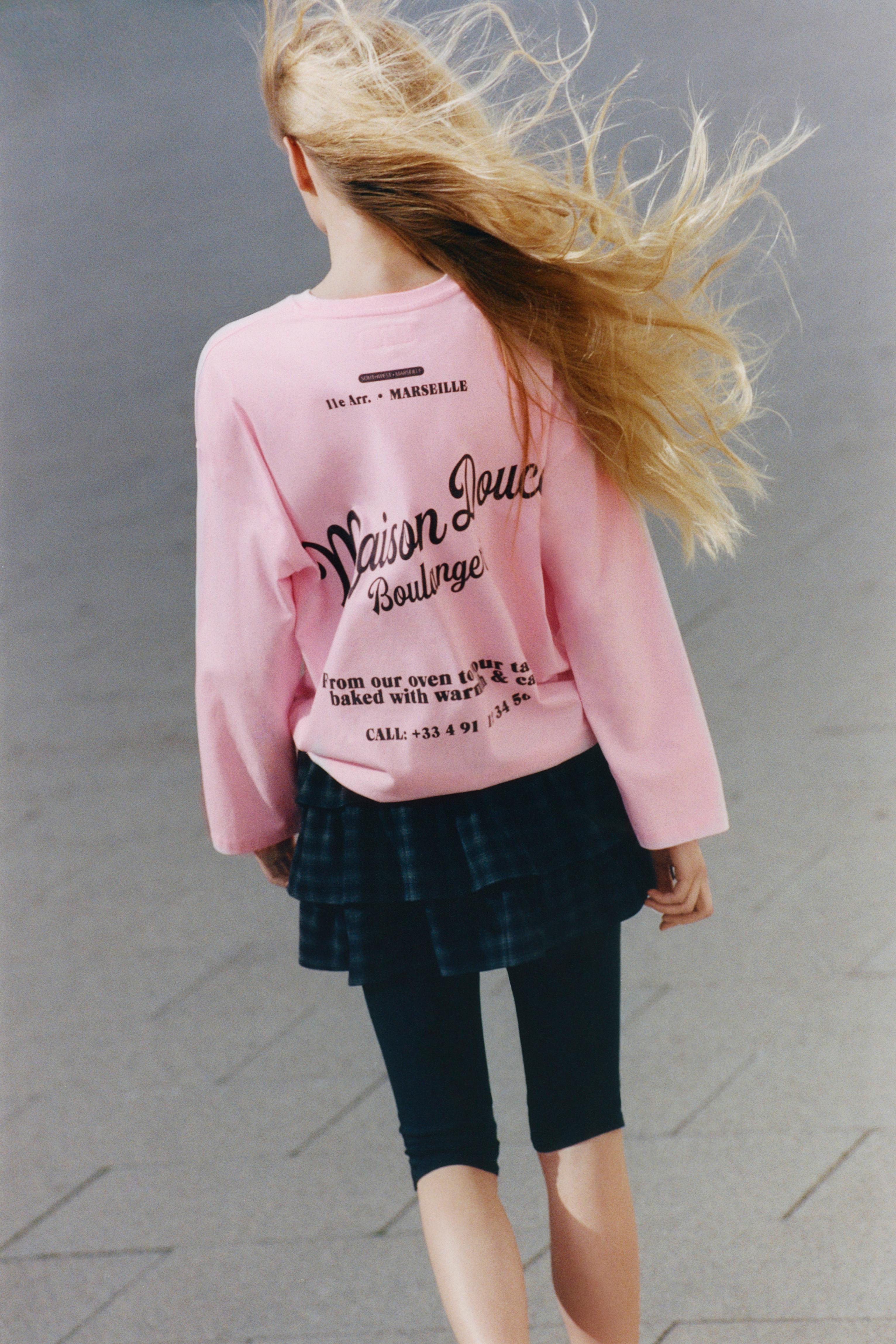 Pembe yazılı uzun kollu tişört - Görsel 13