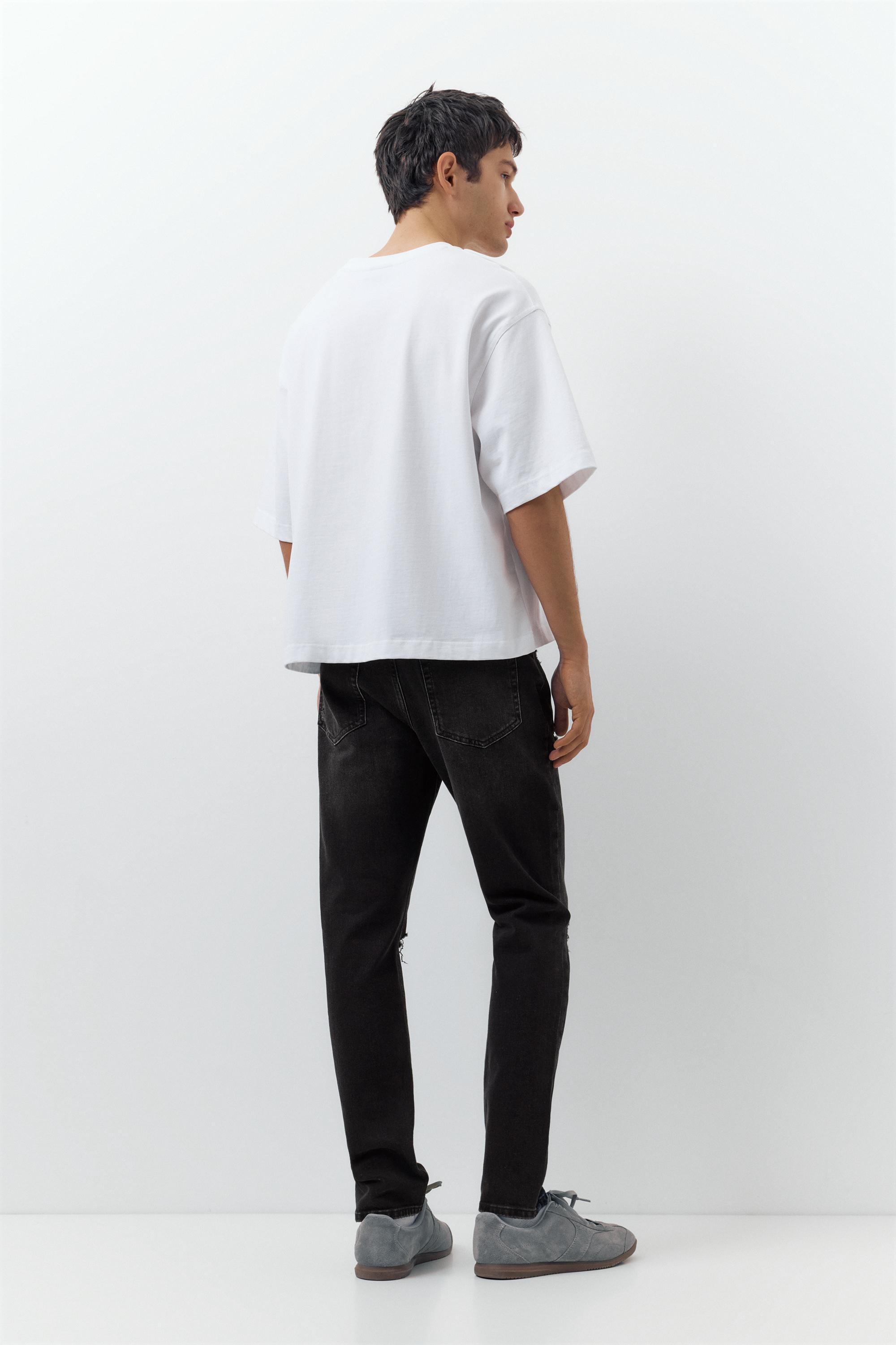 Ripped slim fit jeans — Faded black