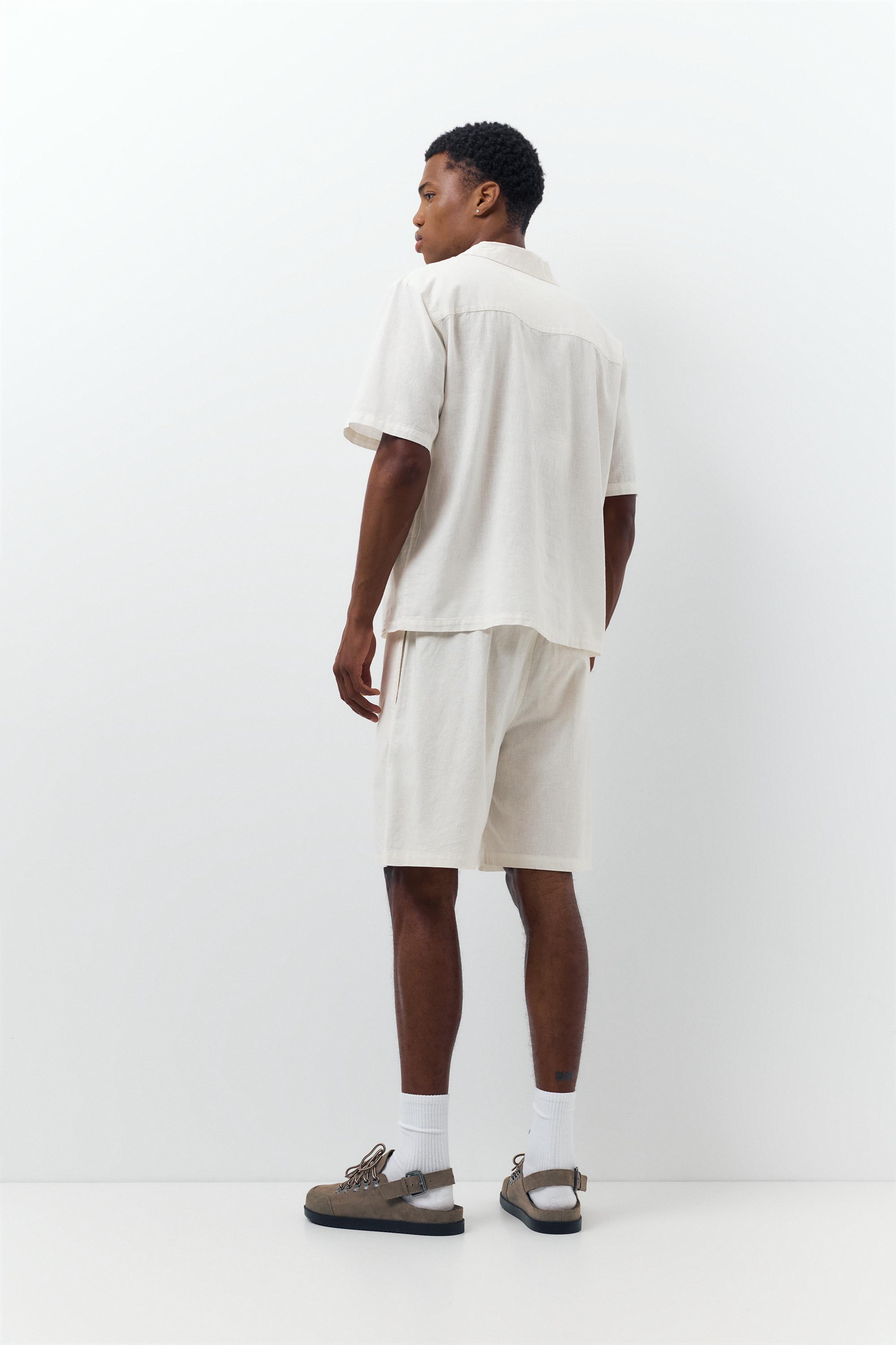 Linen blend Bermuda joggers — Off white