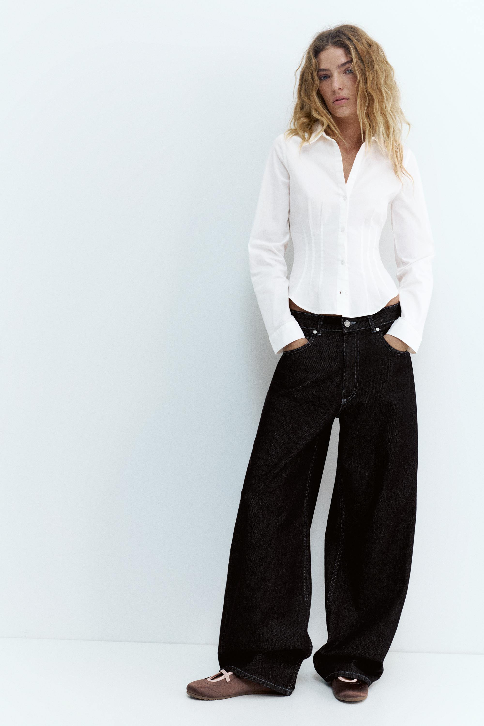 Poplin yırtmaçlı dar kesim gömlek - Görsel 47