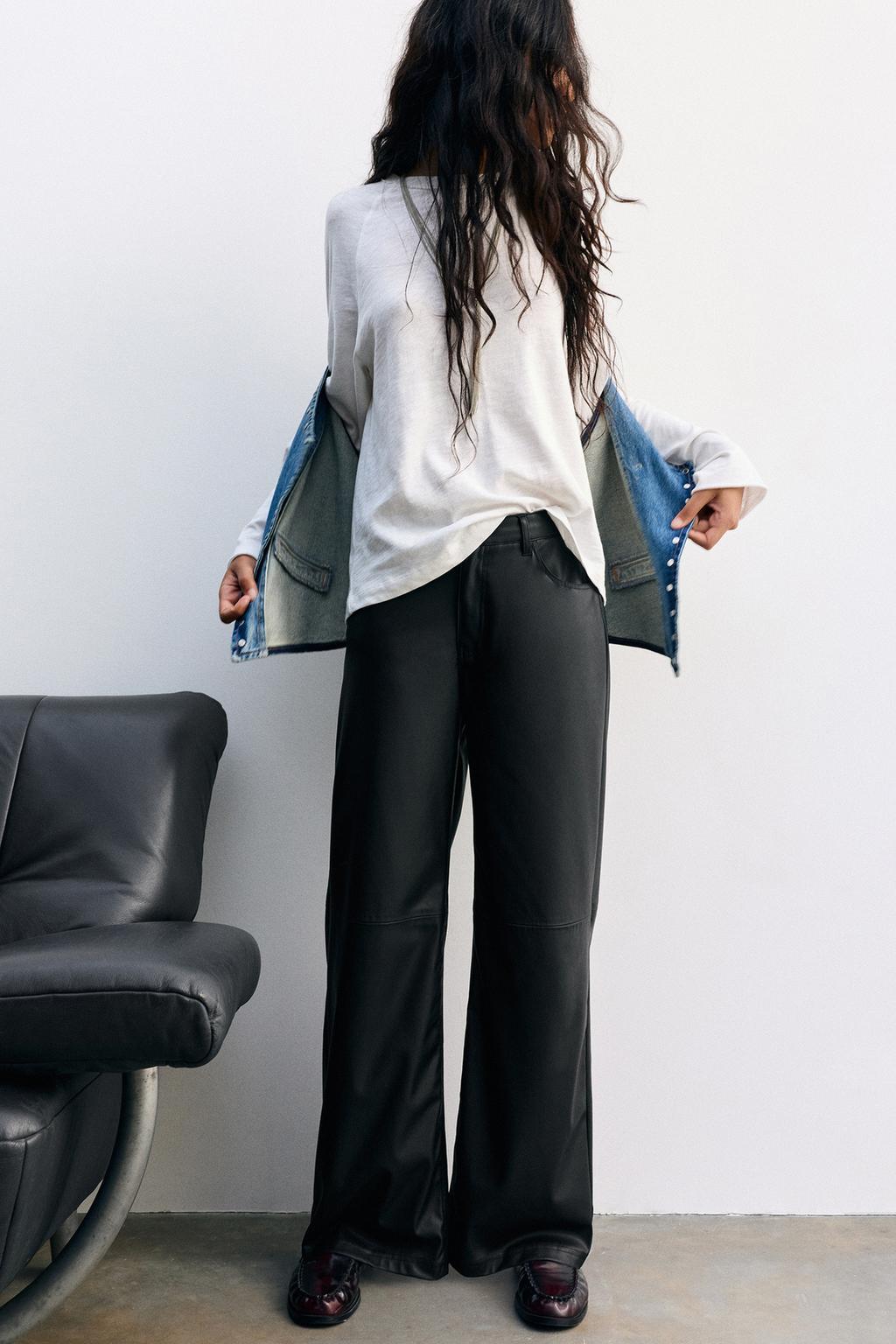 Leather effect trousers pull&bear