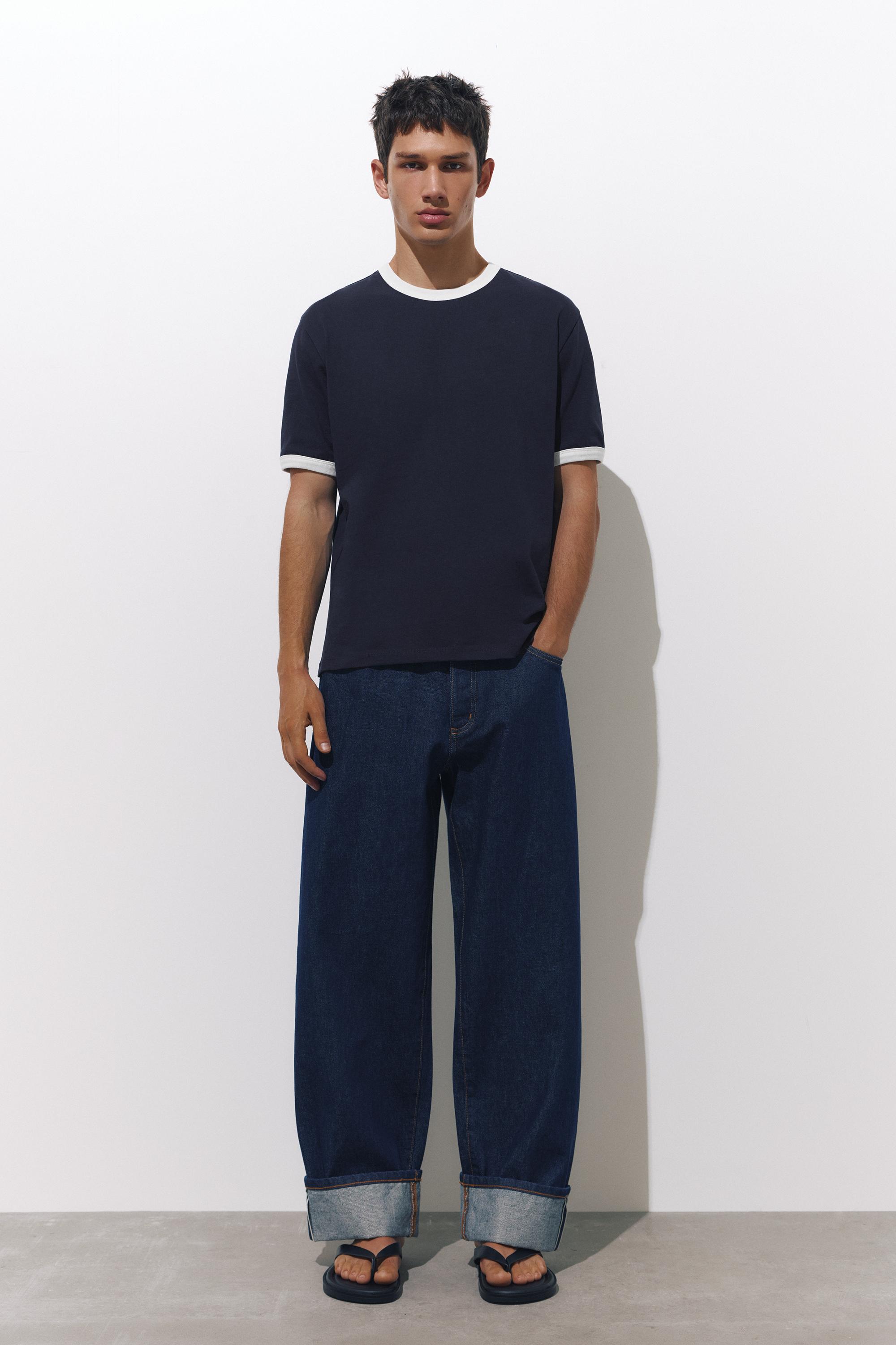 Contrast trim T-shirt — Navy