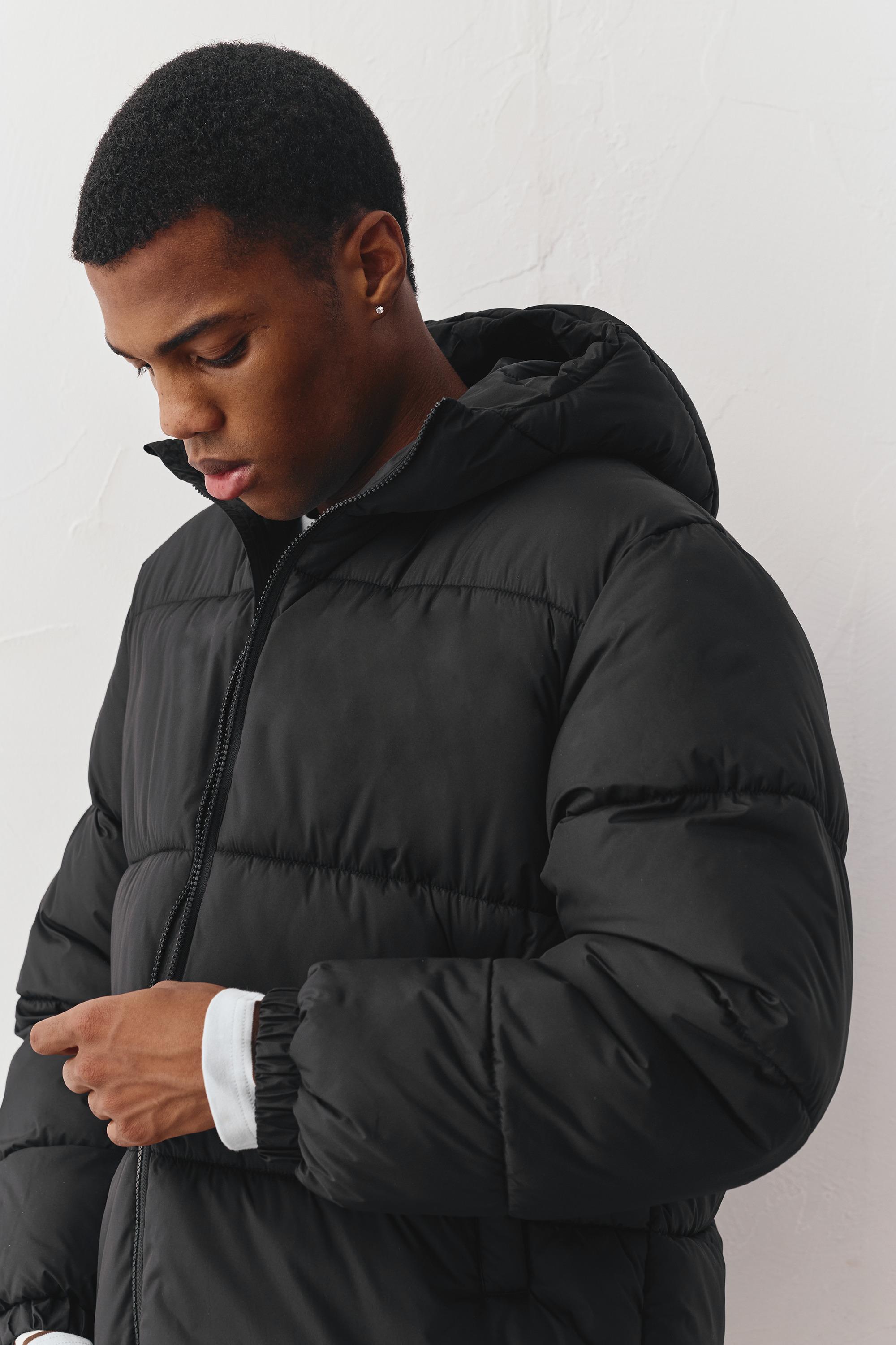 Padded jacket with hood — Black