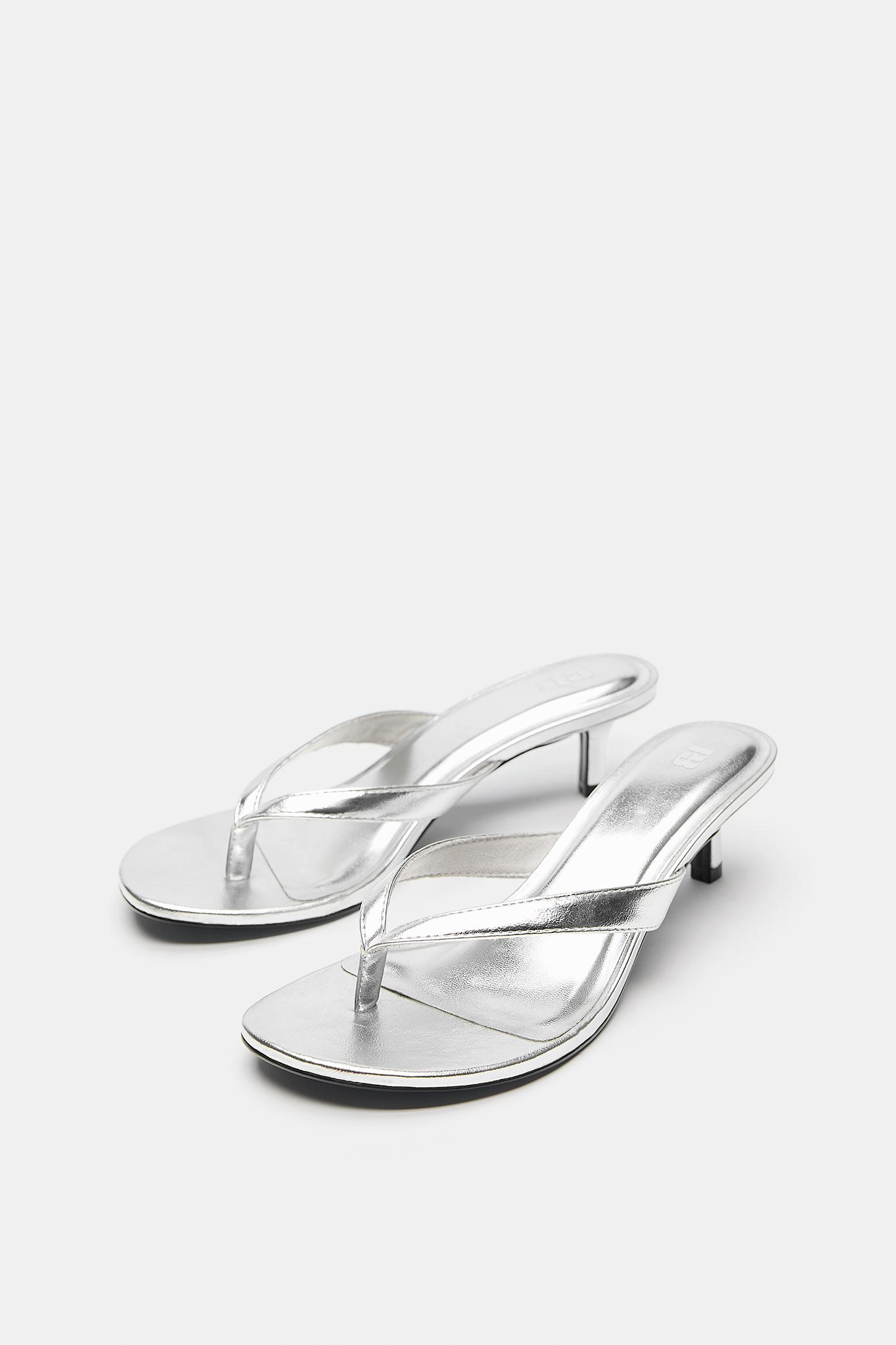 Metalik topuklu sandalet - Görsel 6