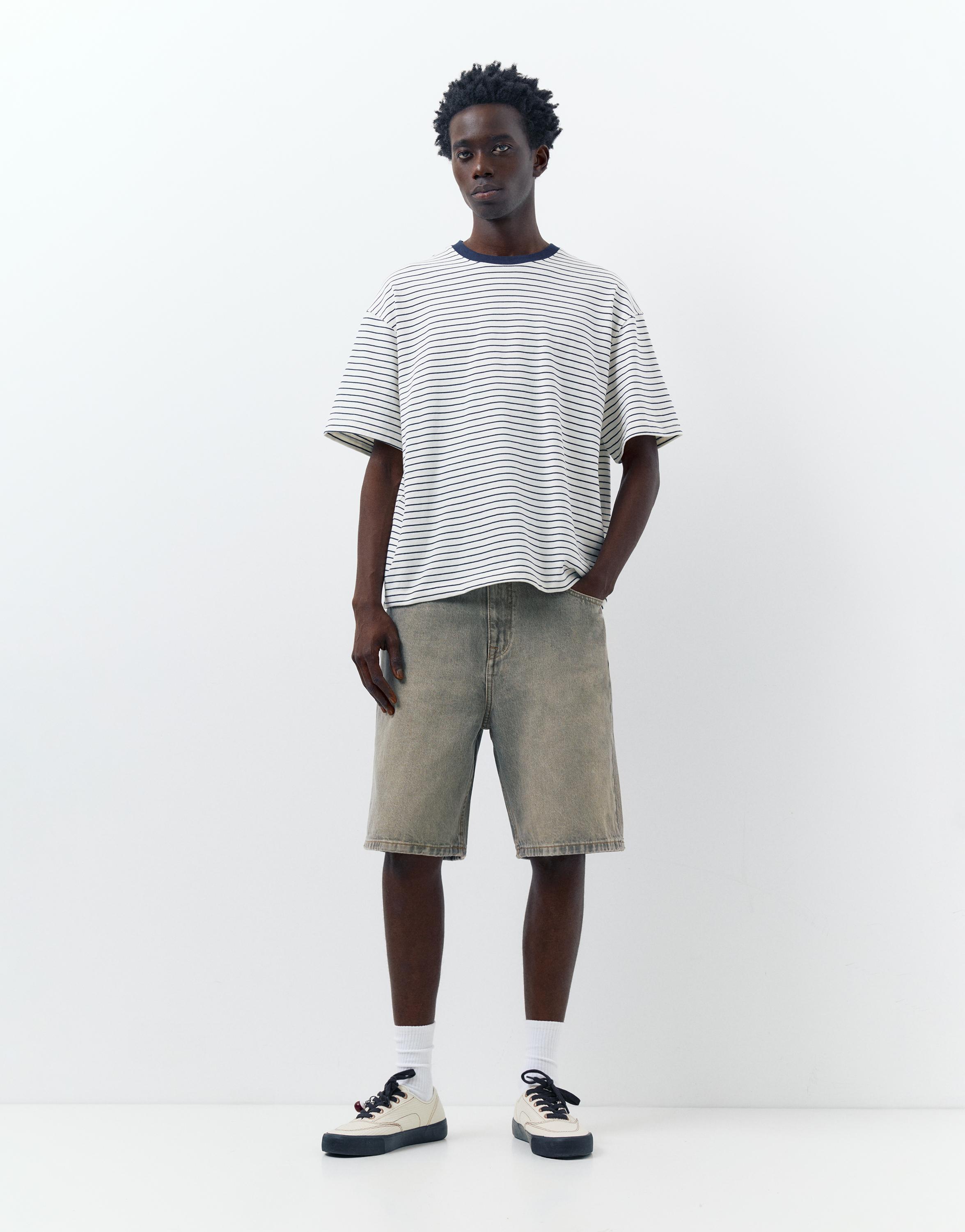 Baggy relaxed fit denim bermuda - Görsel 46