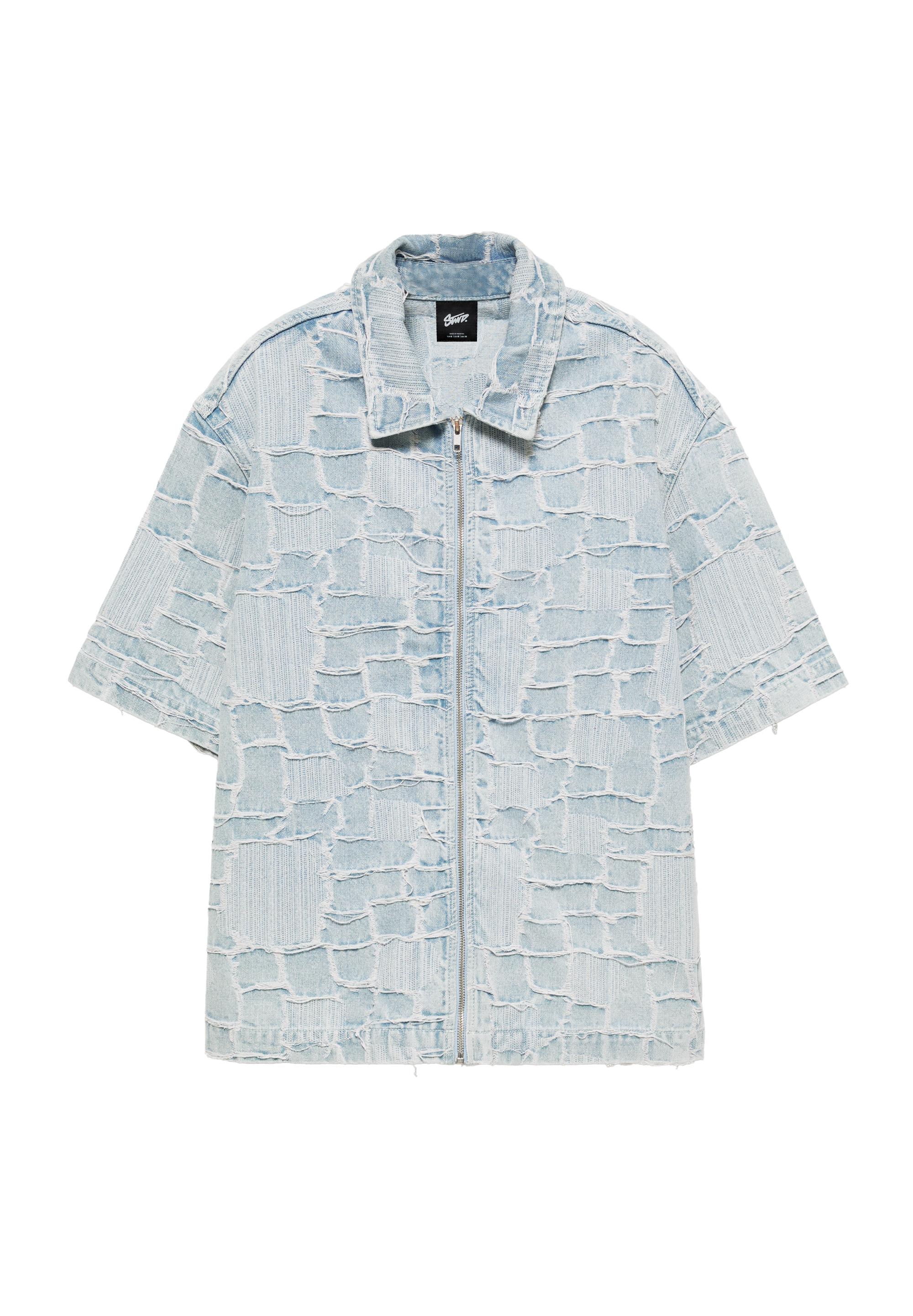 Jacquard denim shirt — Pale indigo