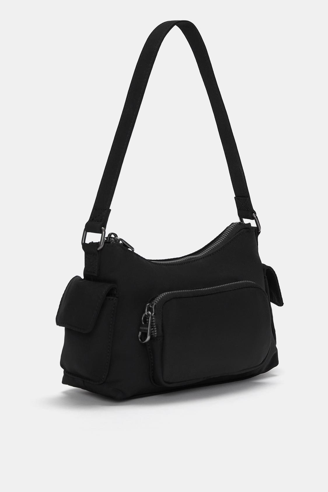Nylon-effect shoulder bag with pockets - pull&bear 