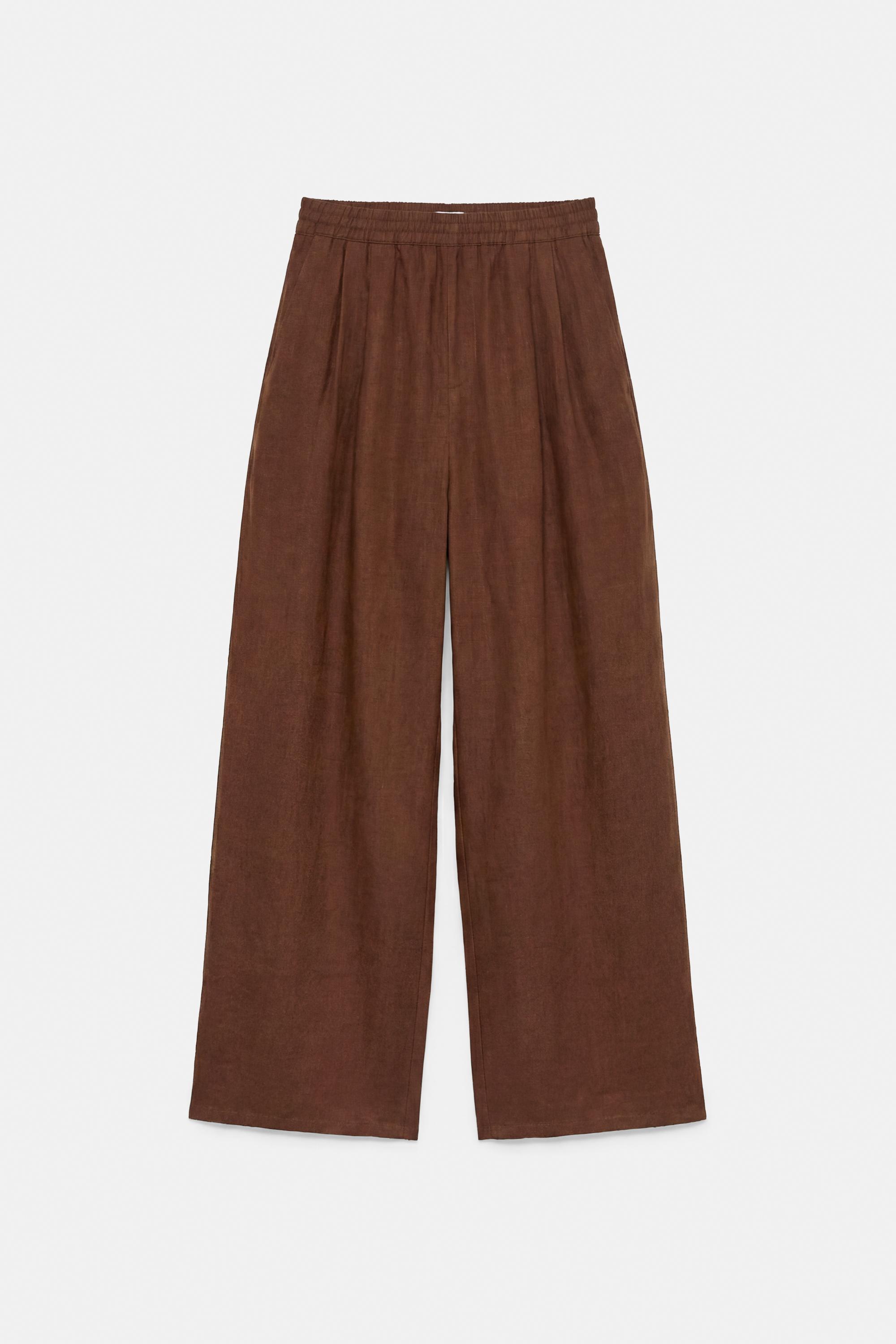 Flowing darted trousers — Brown