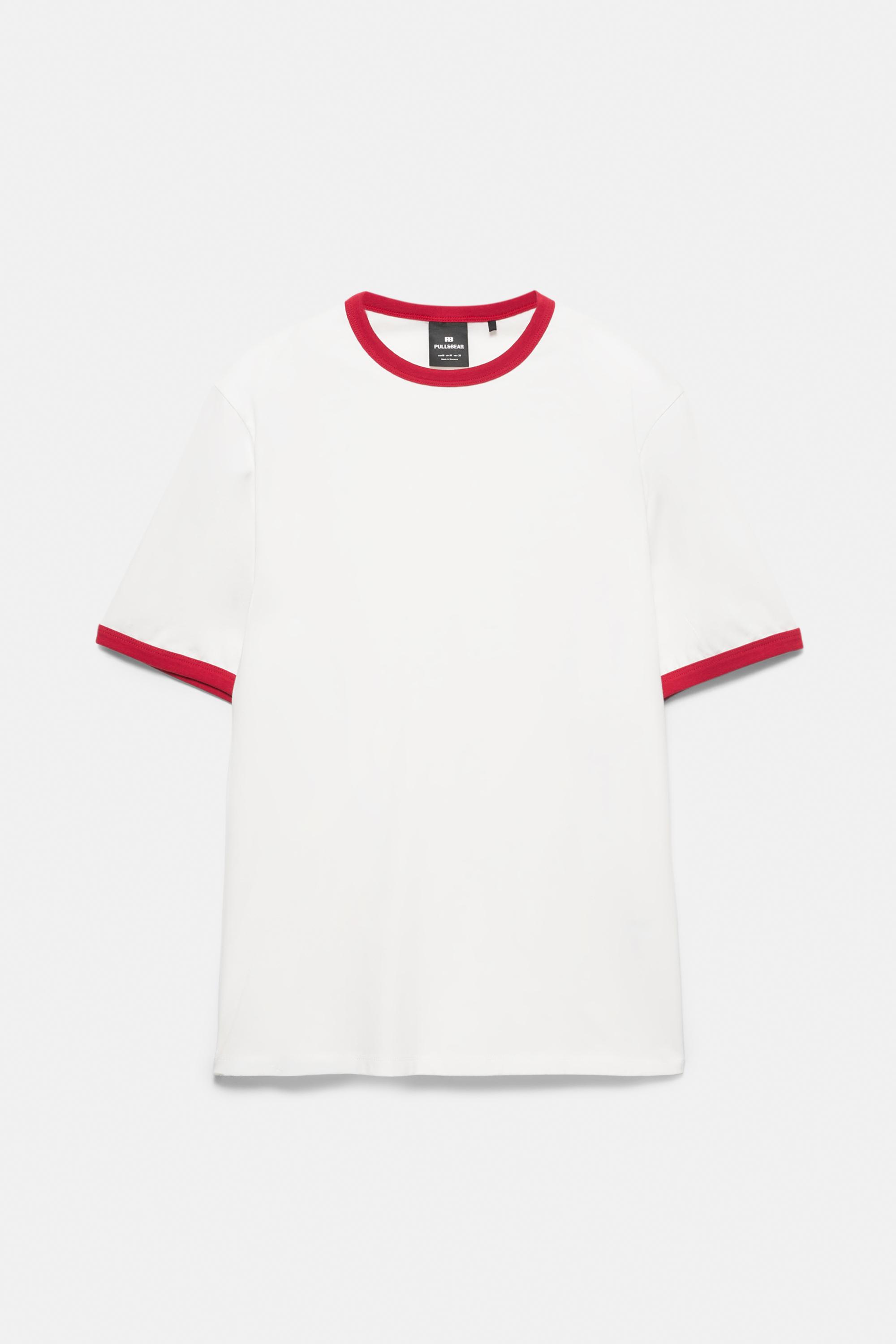 T-Shirt De Manga Curta Com Contraste