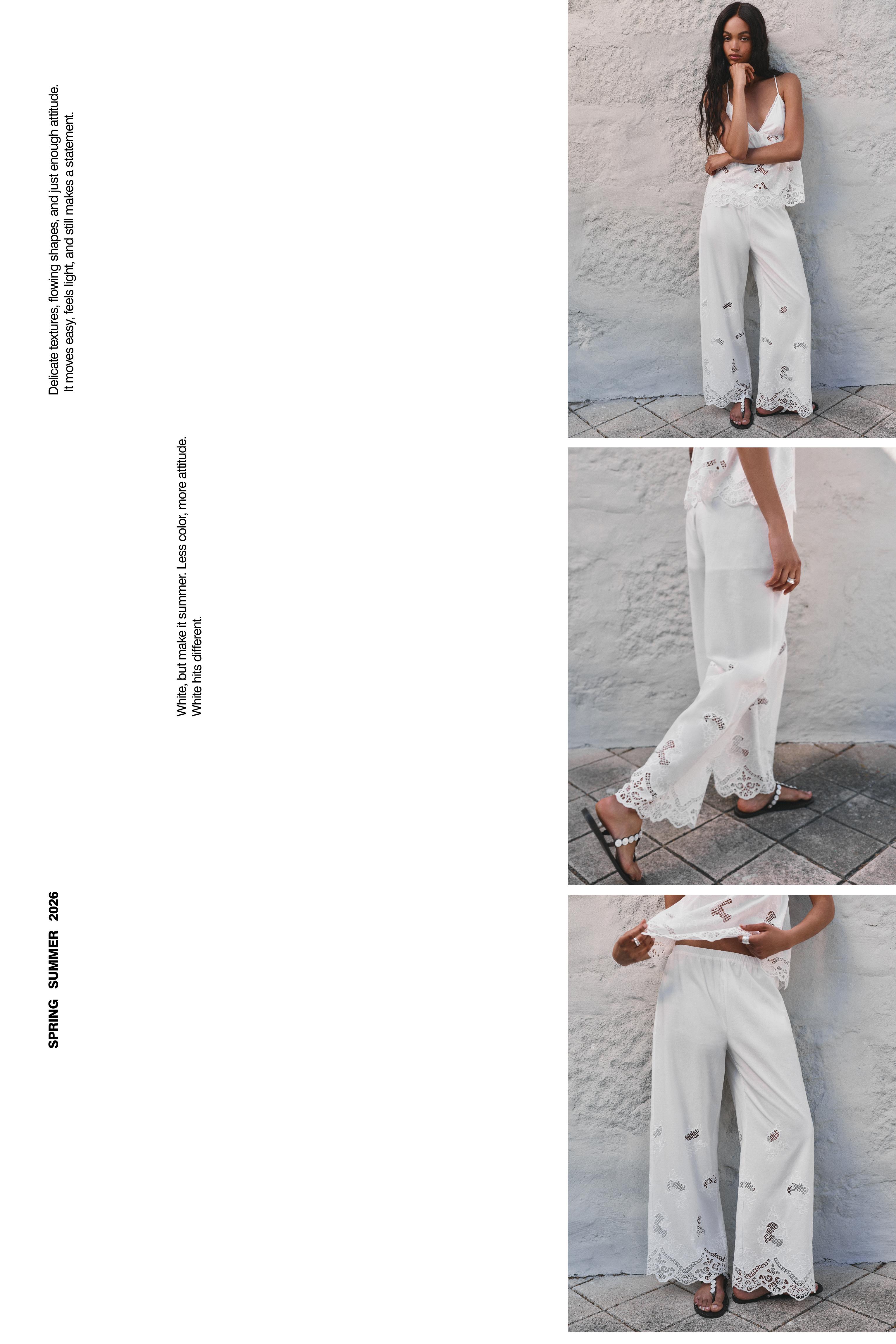 White trousers with Swiss embroidery — White