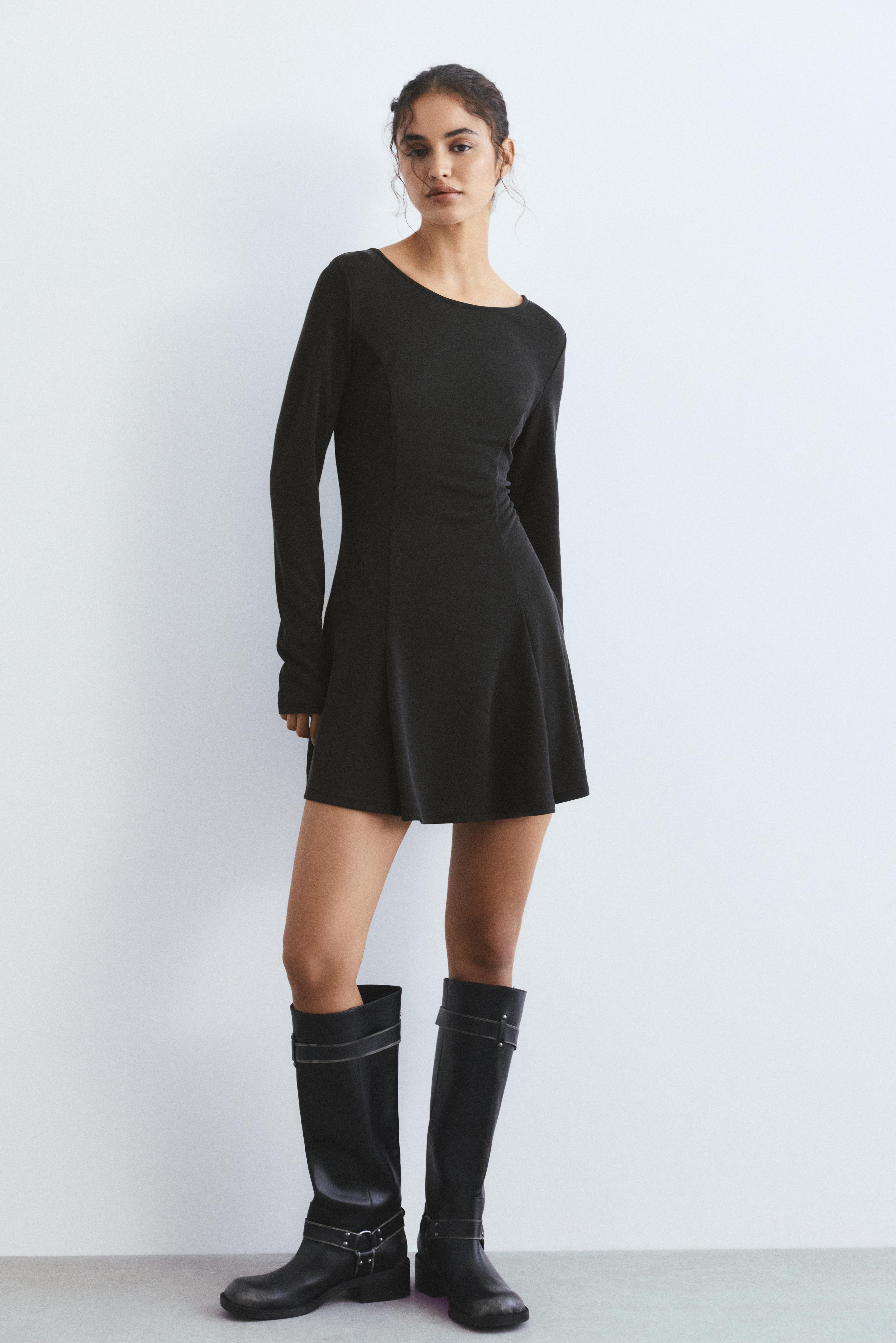Vestito Corto In Cupro Con Orlo Fluido