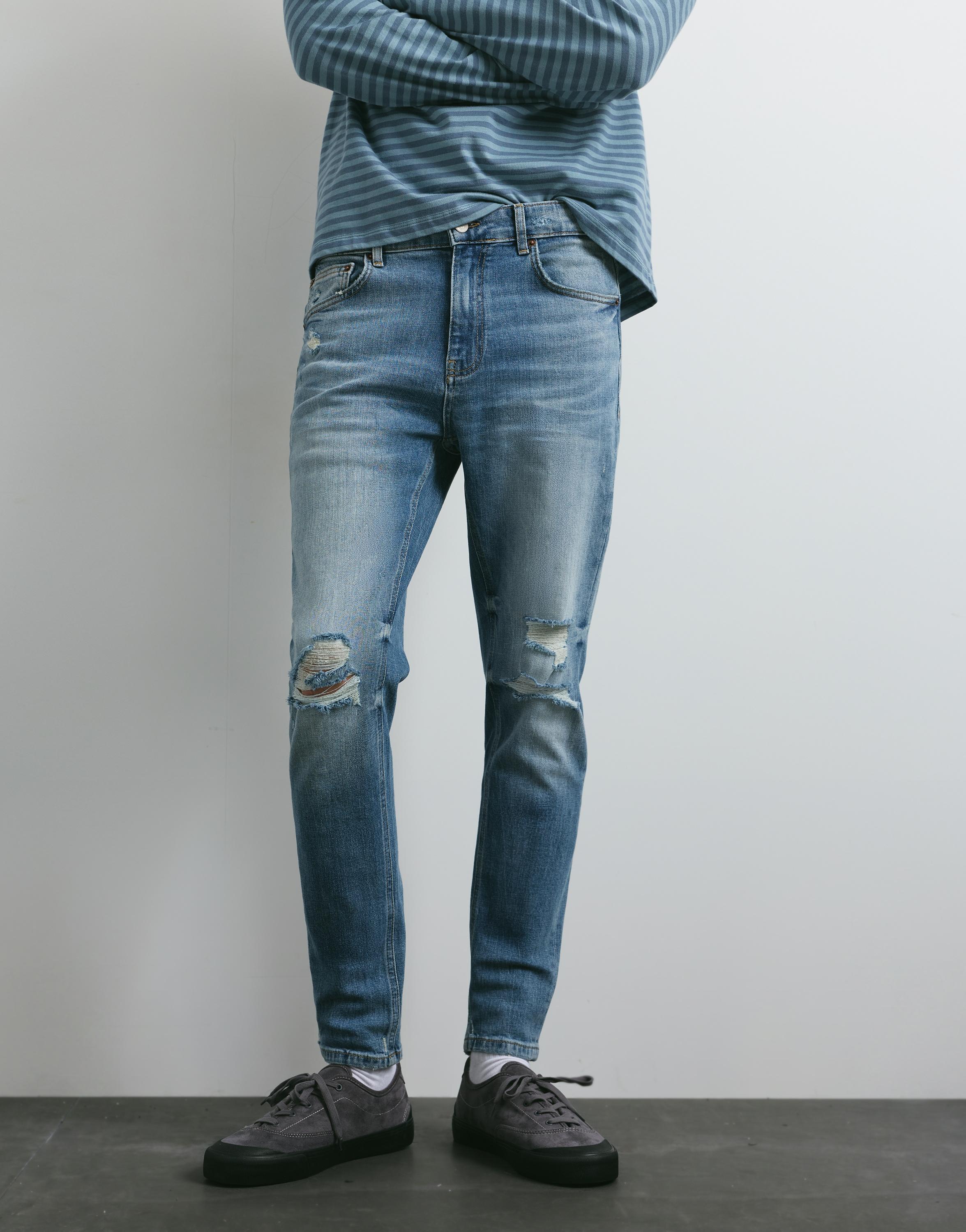 Ripped skinny jeans — Medium blue