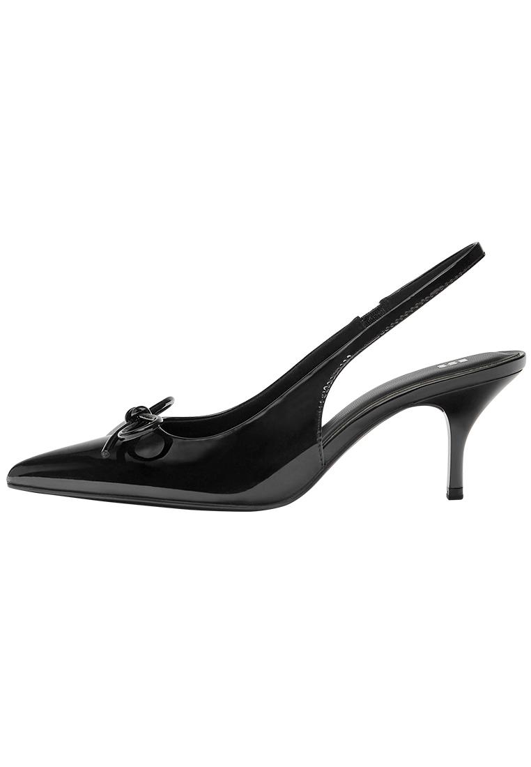 Patent high-heel shoes with bow — Black
