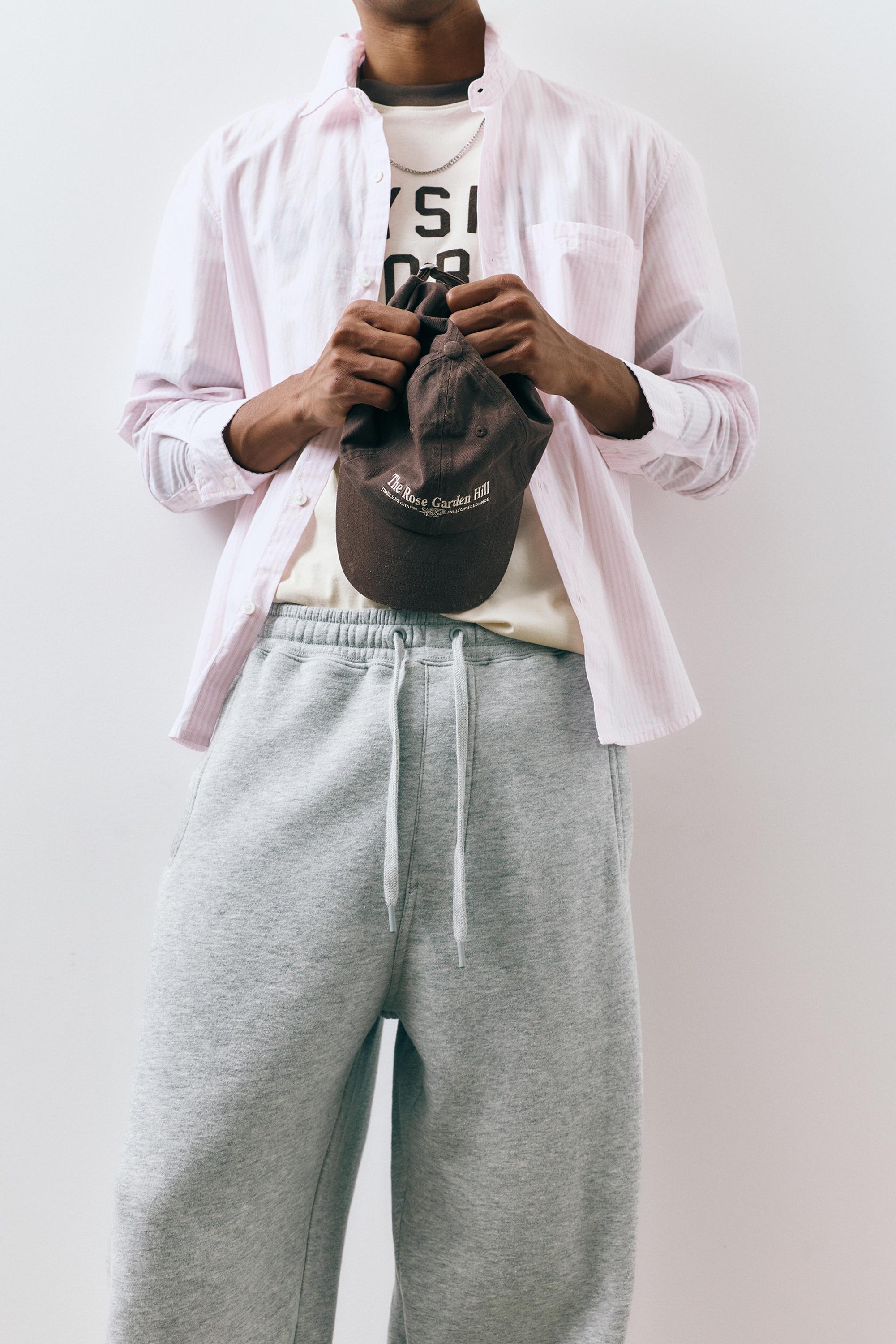 Basic baggy tracksuit bottoms — Grey marl