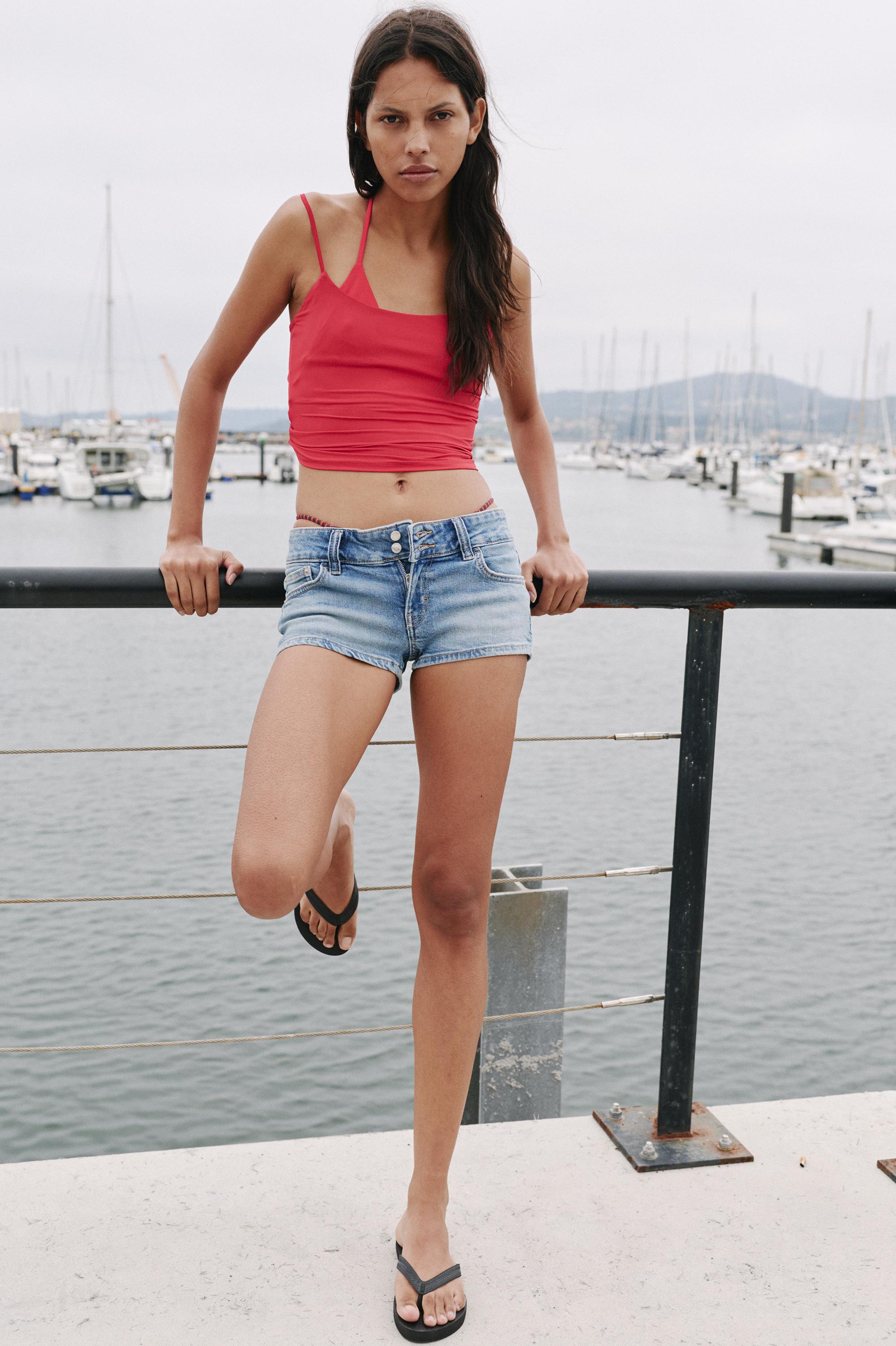 Mini Shorts Di Jeans Con Doppi Bottoni