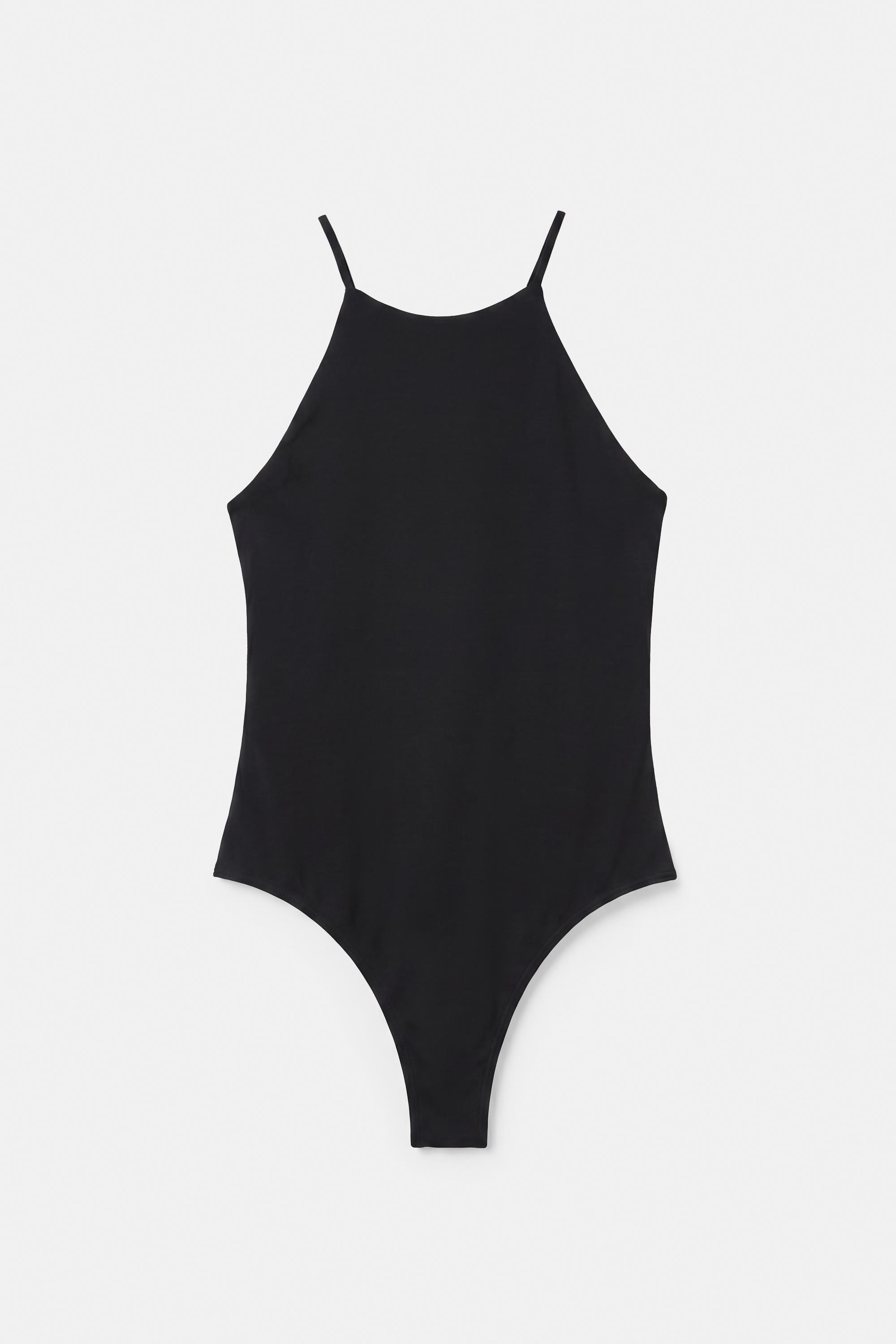 Halter strappy bodysuit — Black